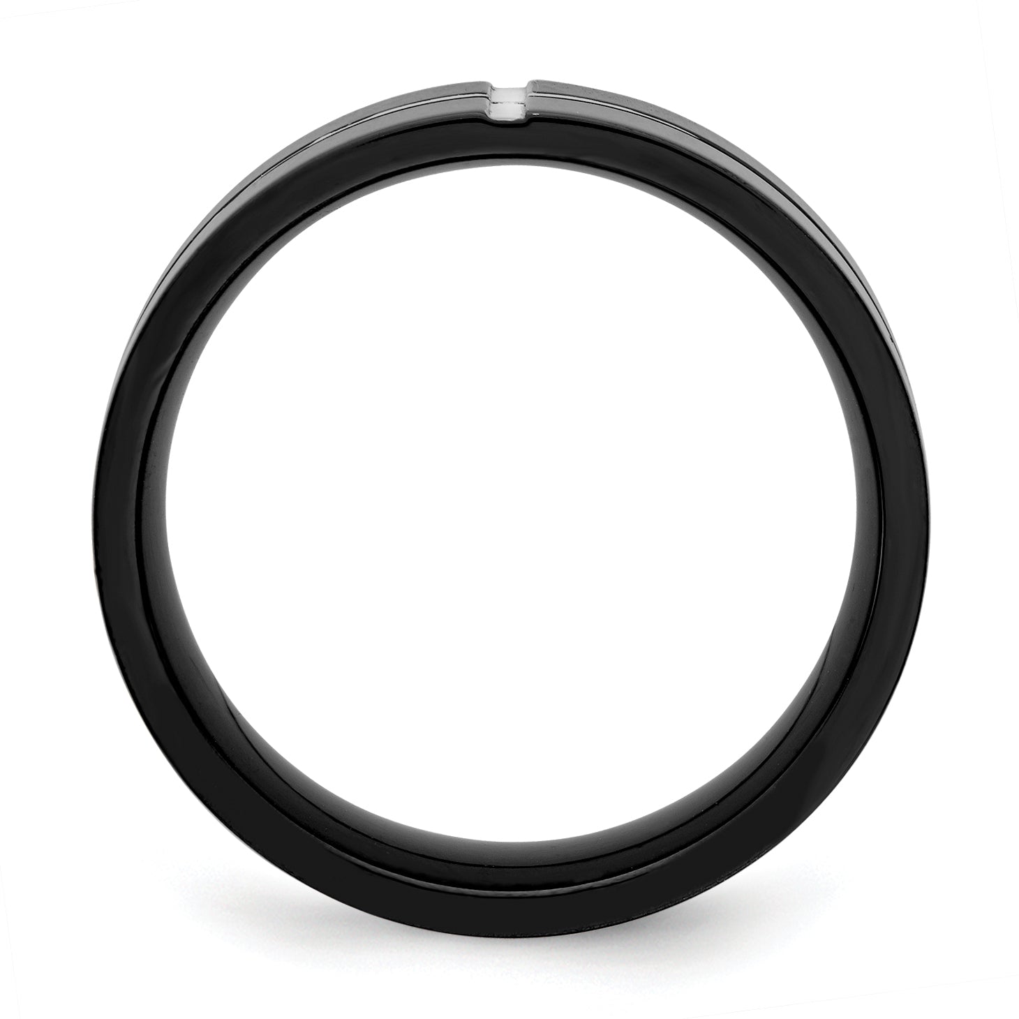 Chisel Titanium Polished Black IP-plated 8mm Grooved Comfort Fit Band
