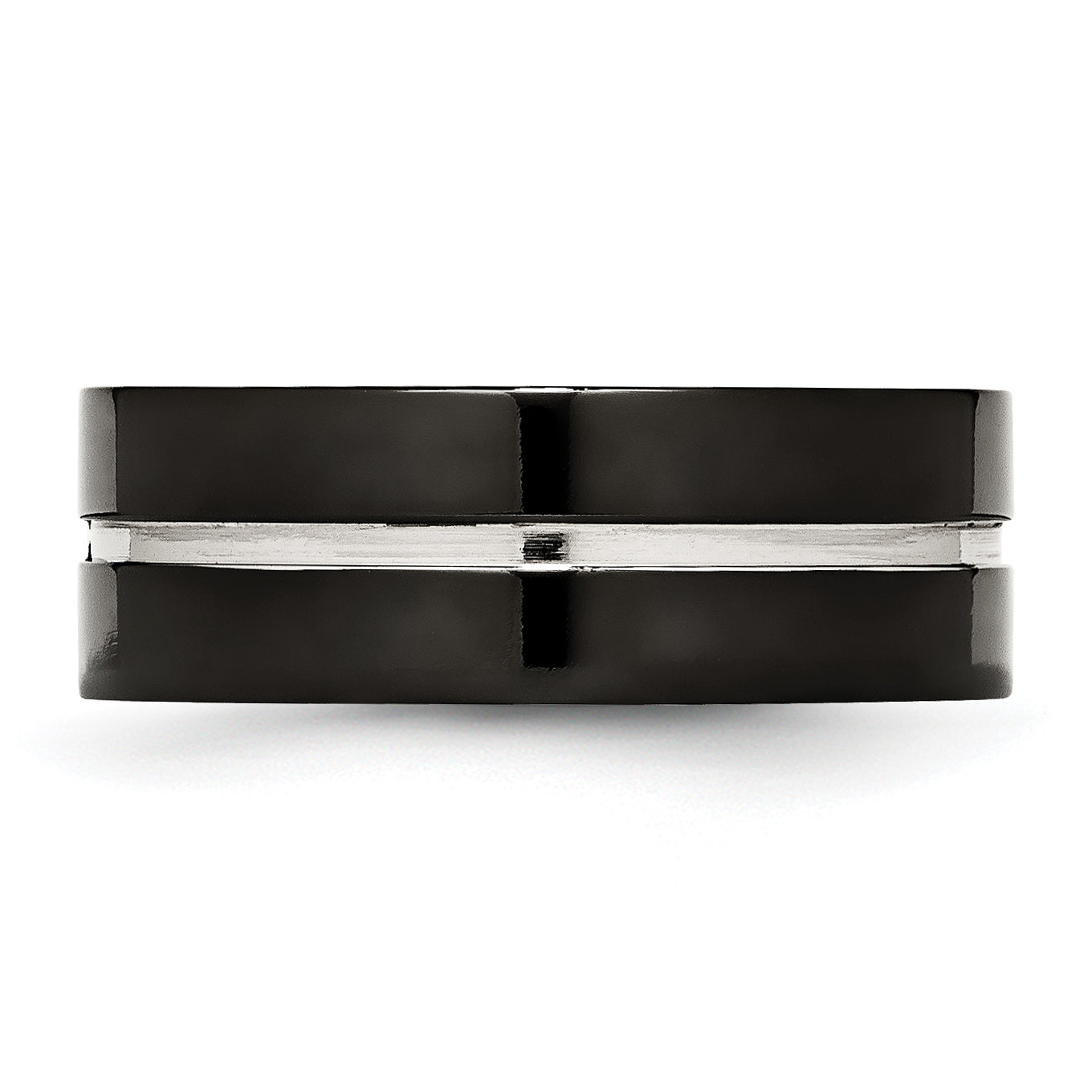Chisel Titanium Polished Black IP-plated 8mm Grooved Comfort Fit Band