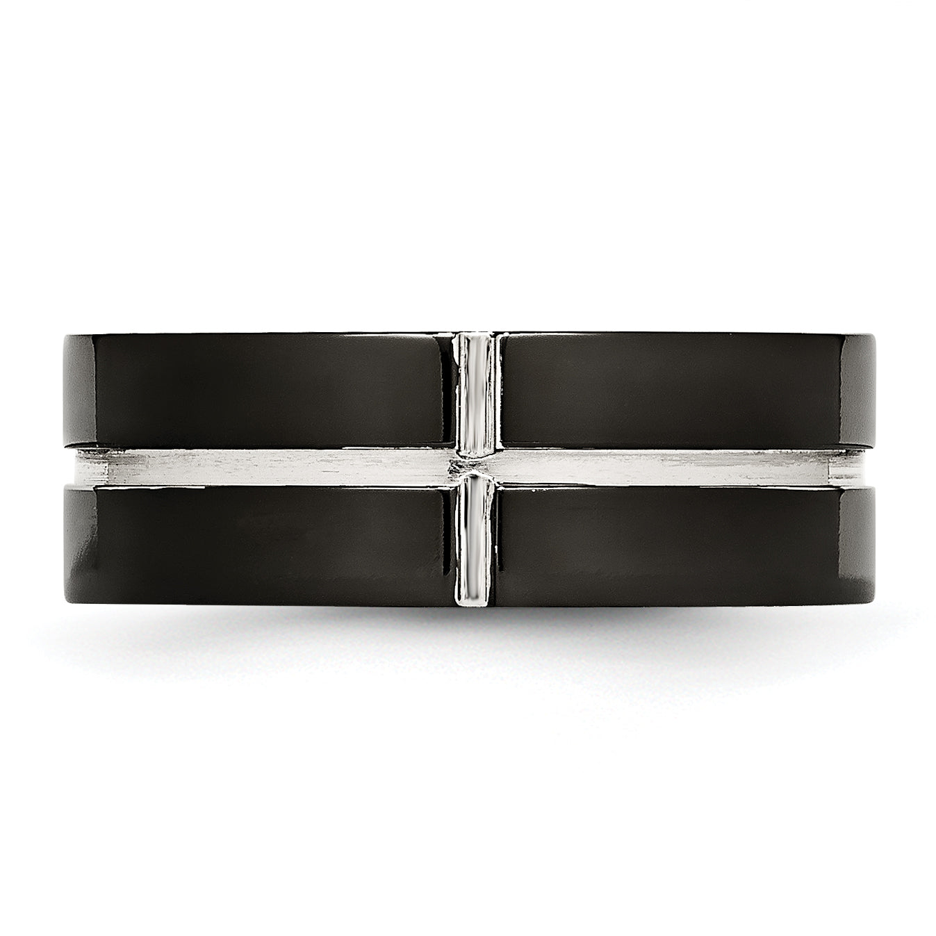 Chisel Titanium Polished Black IP-plated 8mm Grooved Comfort Fit Band