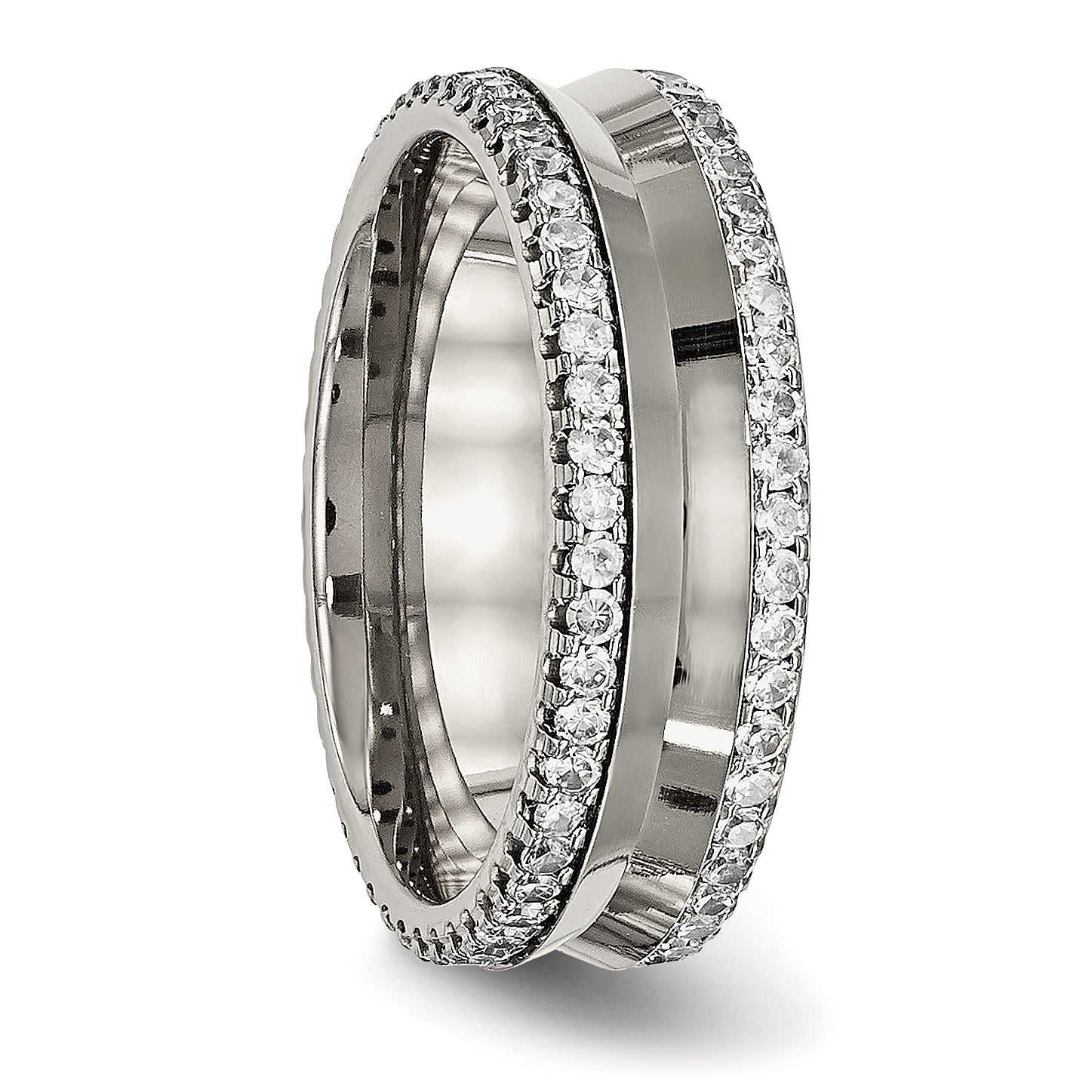 Chisel Titanium Polished with CZ 6.5mm Concave Band