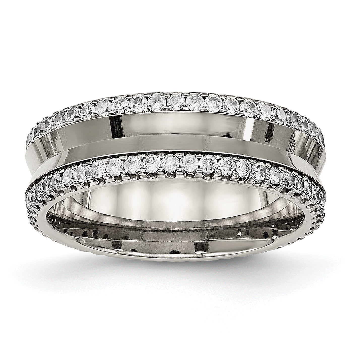 Chisel Titanium Polished with CZ 6.5mm Concave Band