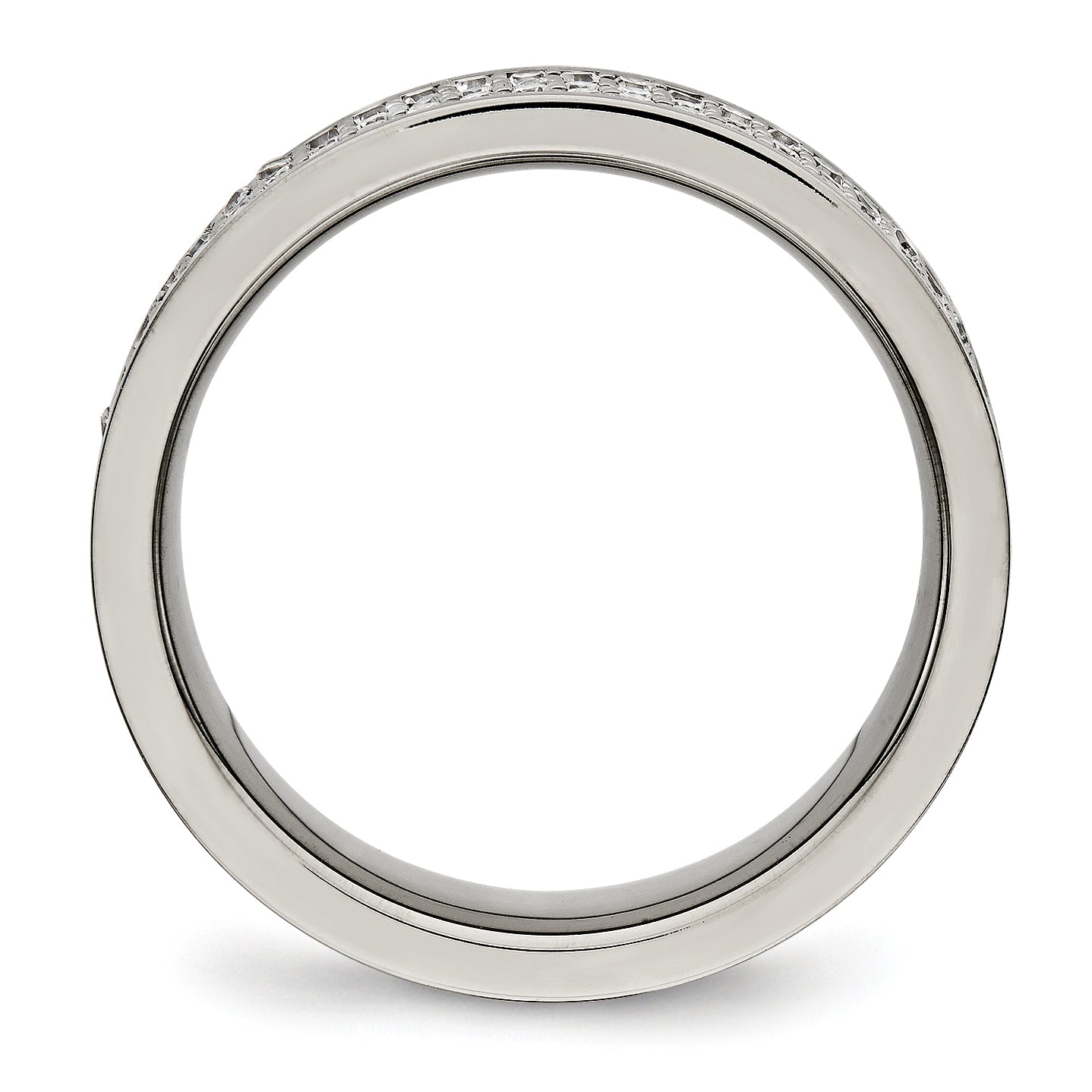 Titanium Polished with CZ 6mm Flat Band