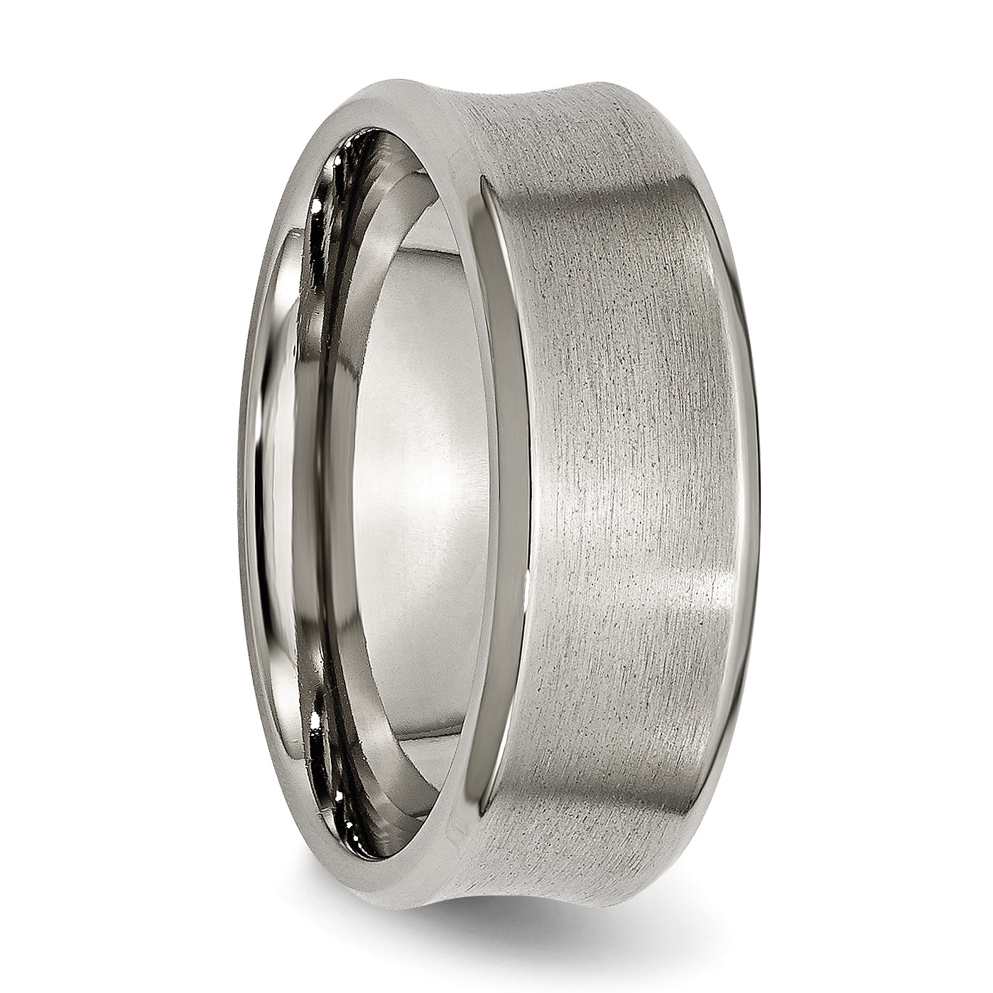 Chisel Titanium Brushed and Polished Concave 8mm Beveled Edge Band