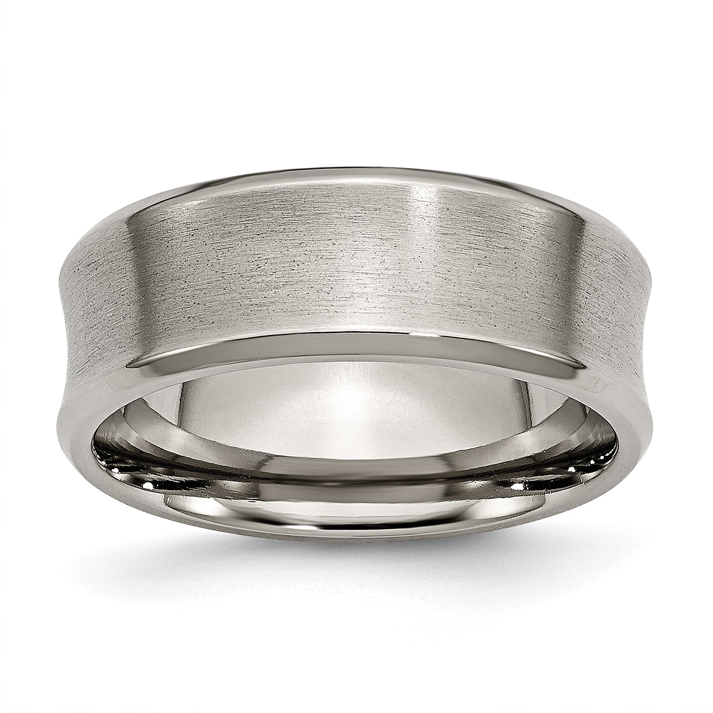 Chisel Titanium Brushed and Polished Concave 8mm Beveled Edge Band