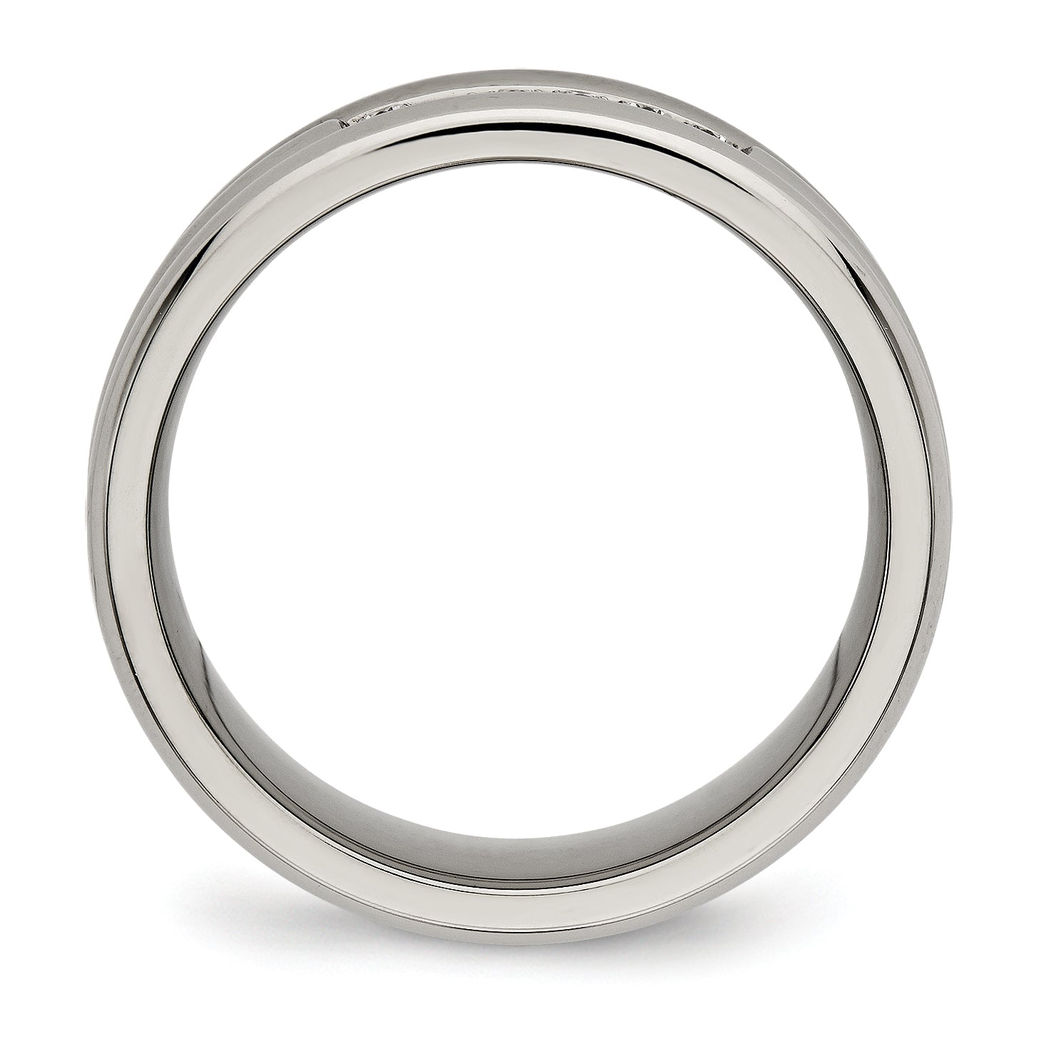 Titanium Polished with CZ 8mm Grooved Band