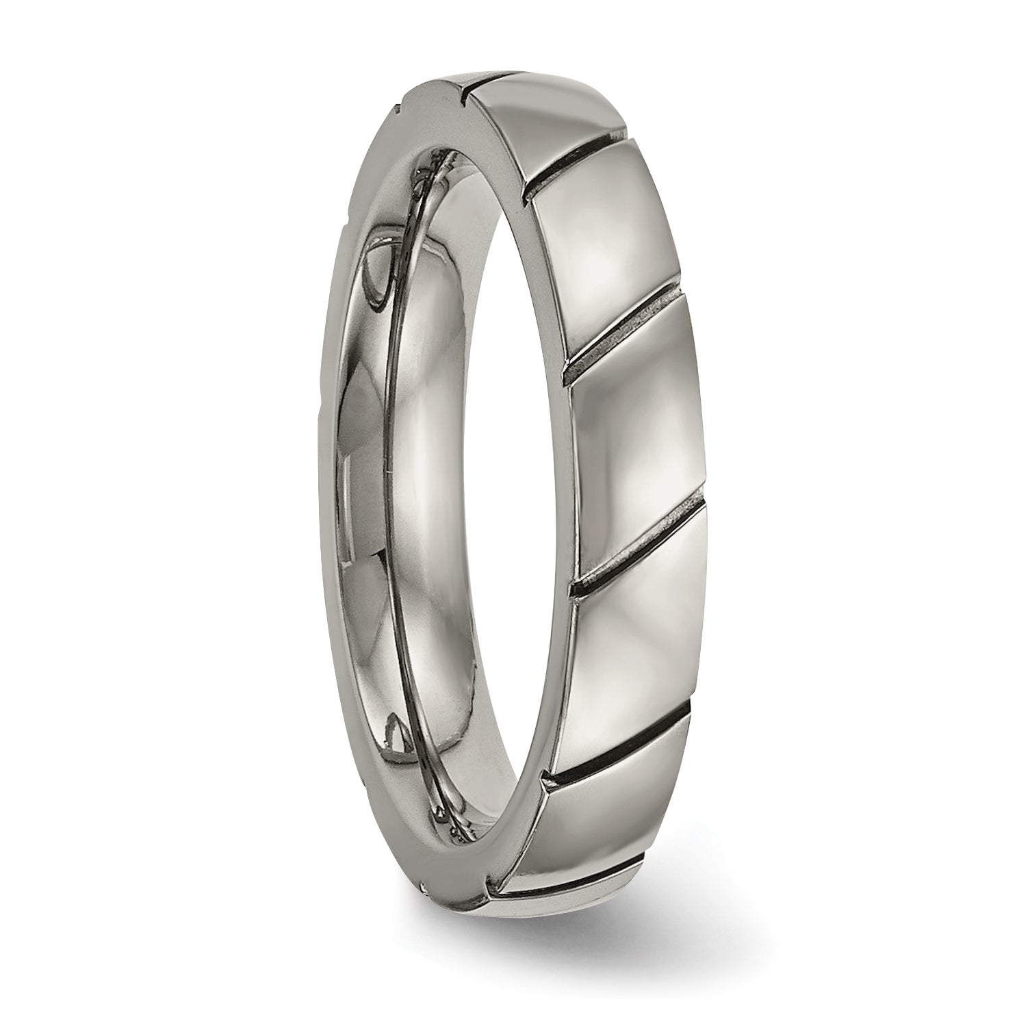 Titanium Polished 4mm Grooved Band