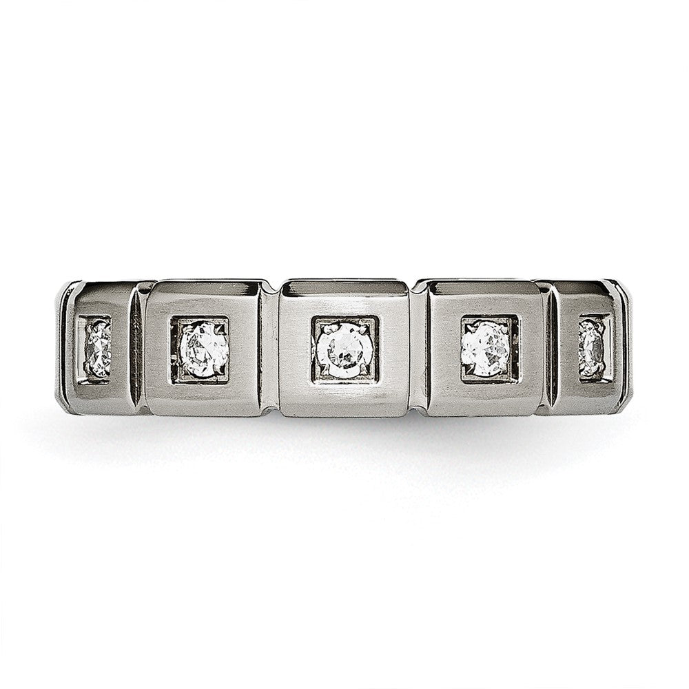 Chisel Titanium Brushed and Polished with CZ 5mm Grooved Band