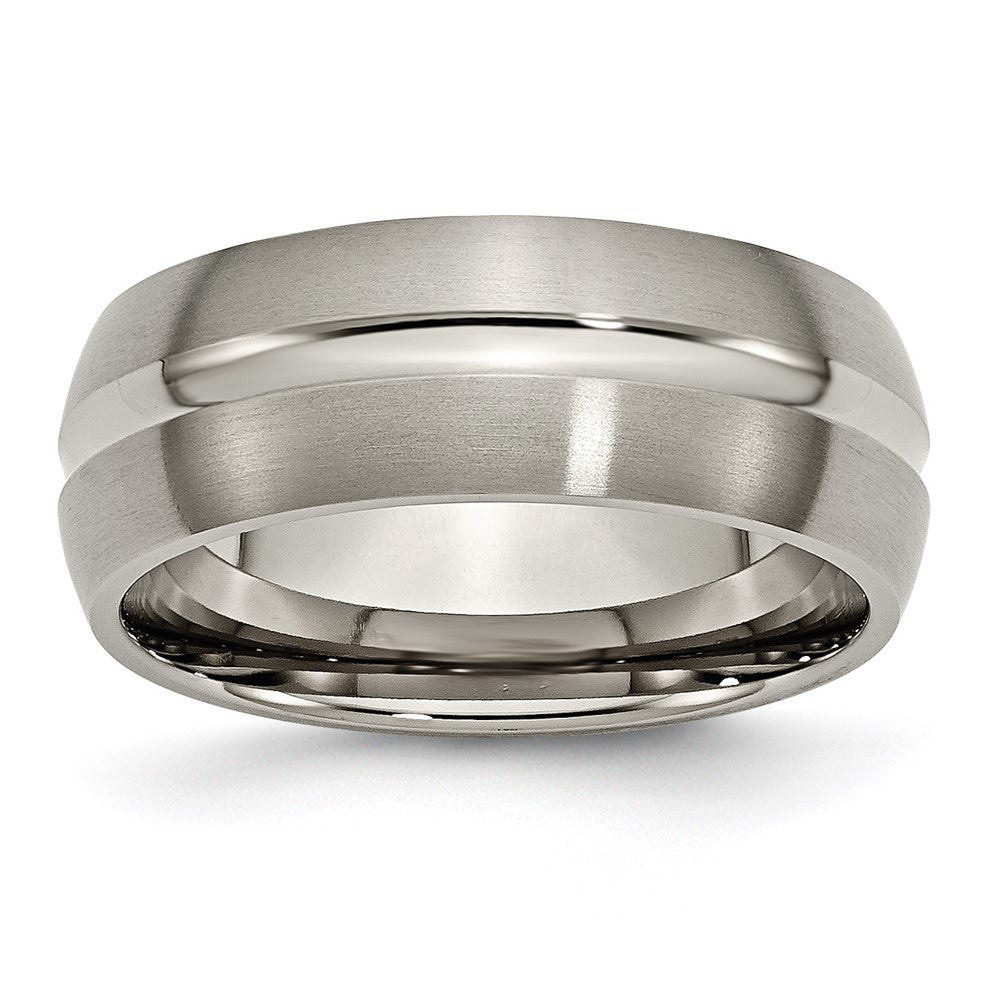 Chisel Titanium Brushed and Polished 8mm Grooved Band