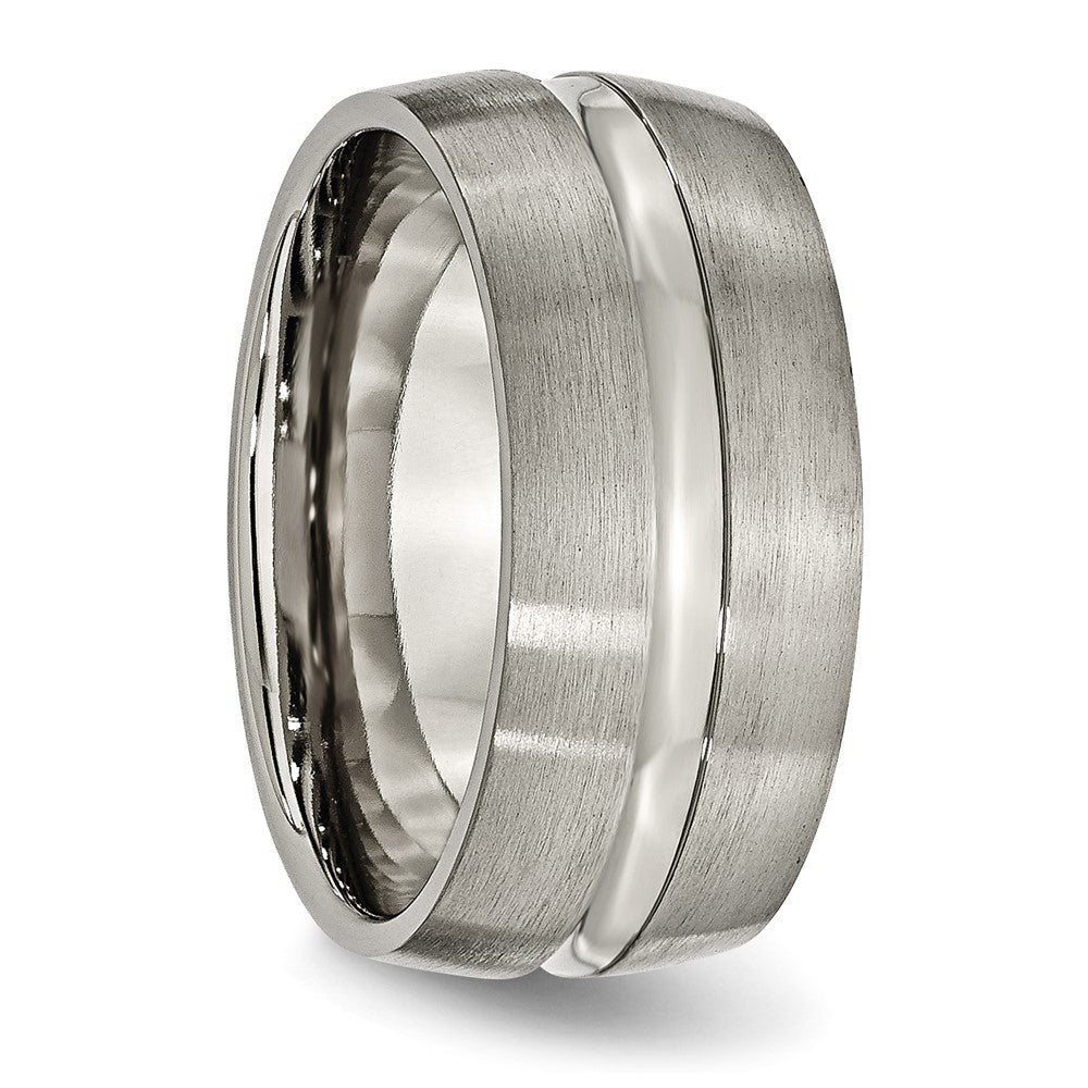 Chisel Titanium Brushed and Polished 10mm Grooved Band
