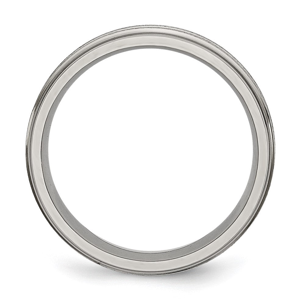 Titanium Grooved Ridged Edge 6mm Satin and Polished Band