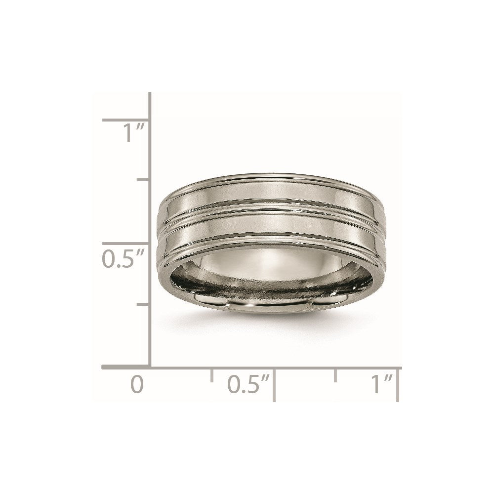 Titanium Polished 8mm Grooved Band