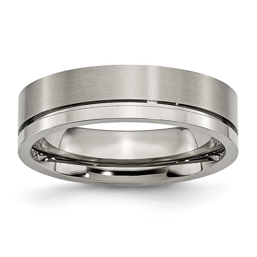 Chisel Titanium Brushed and Polished 6mm Grooved Band