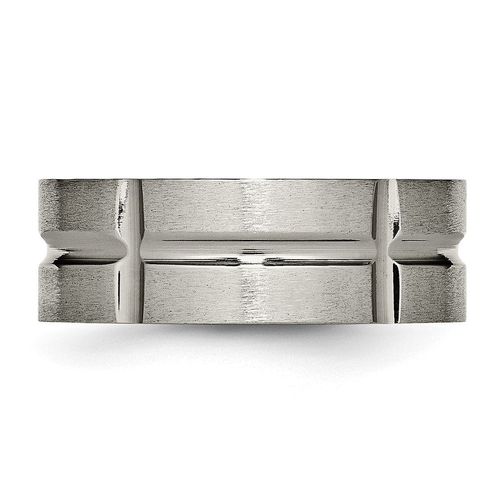 Titanium Grooved 8mm Brushed and Polished Band