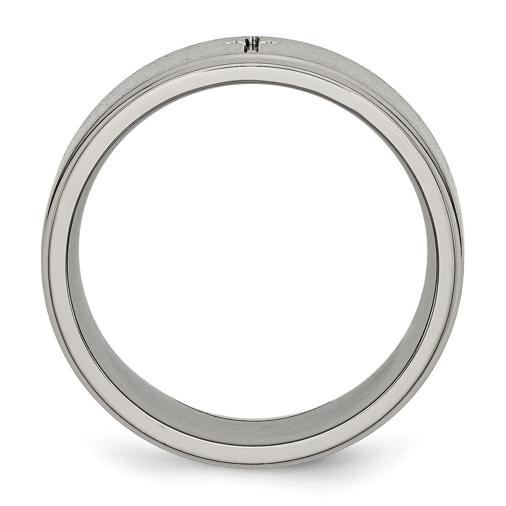 Chisel Titanium Brushed Center Cross 8mm Ridged Edge Band