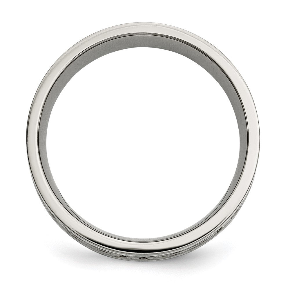 Chisel Titanium Polished with Sterling Silver Inlay Celtic Knot 8mm Flat Band