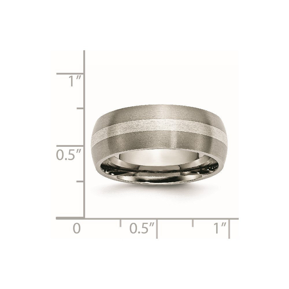 Titanium Sterling Silver Inlay 8mm Brushed Band