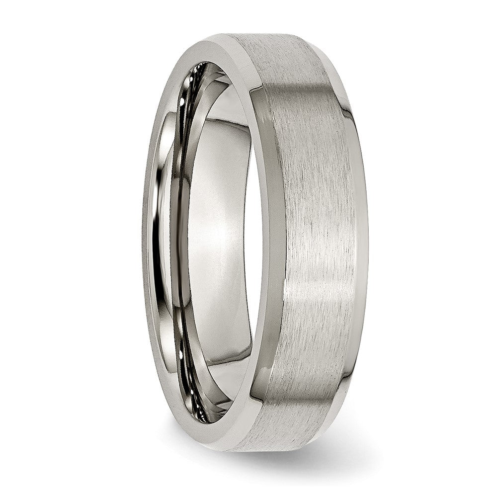 Chisel Titanium Brushed and Polished 6mm Beveled Edge Band
