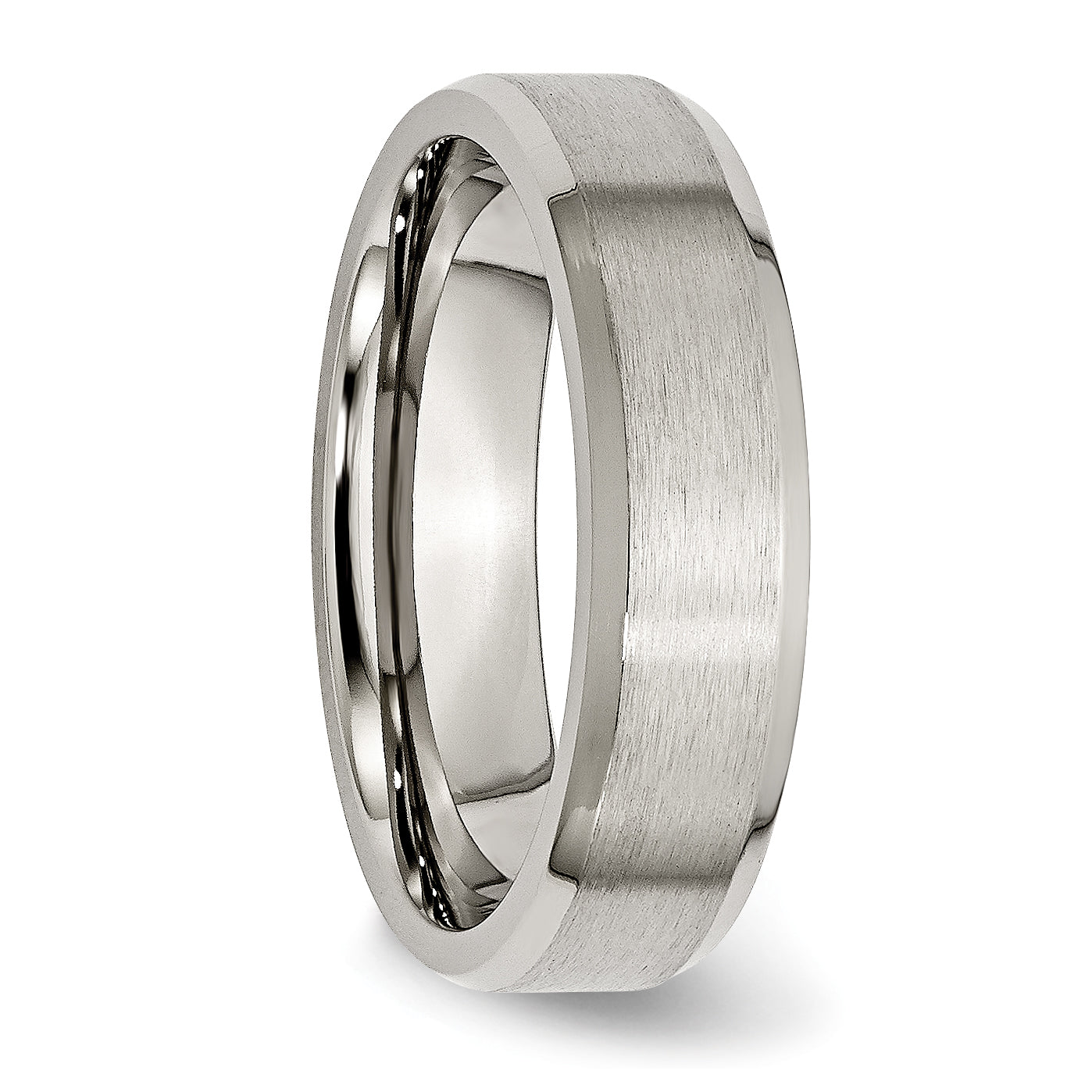 Chisel Titanium Brushed and Polished 6mm Beveled Edge Band