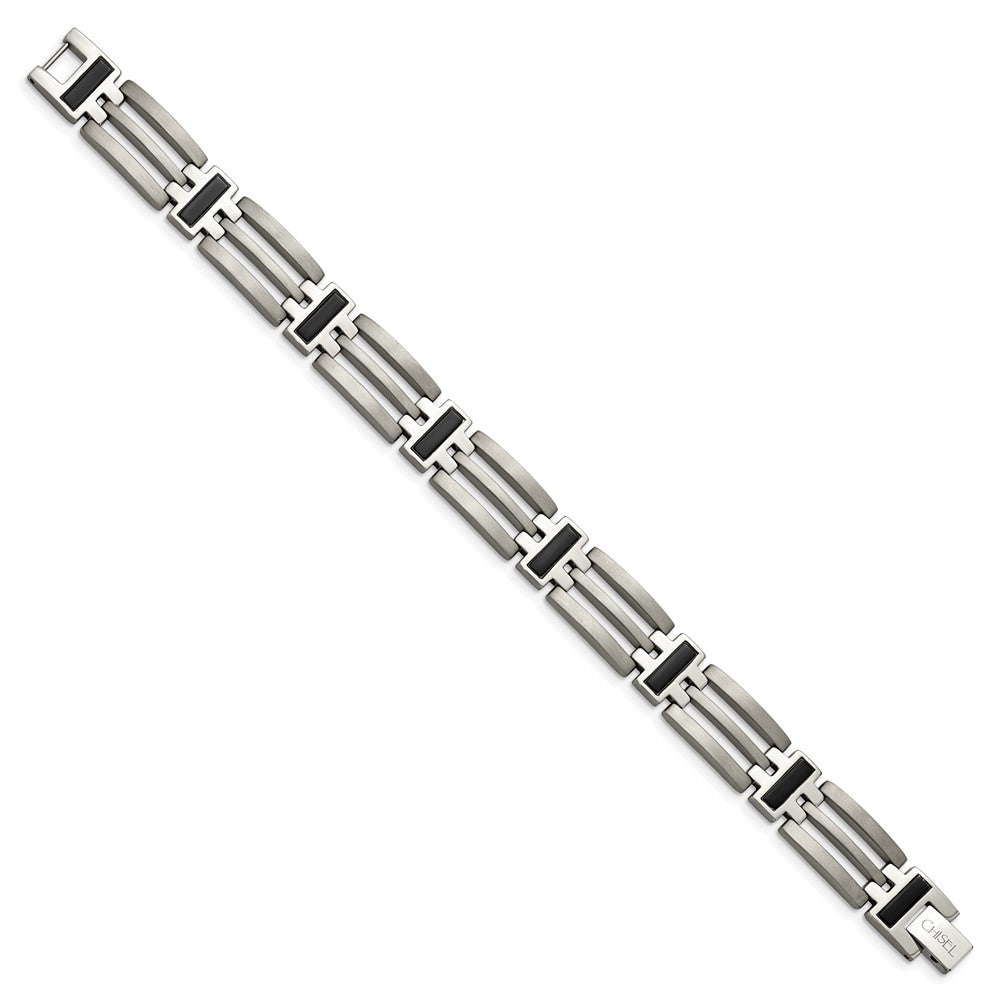 Chisel Titanium Brushed and Polished Black IP-plated 8.5 inch Bracelet