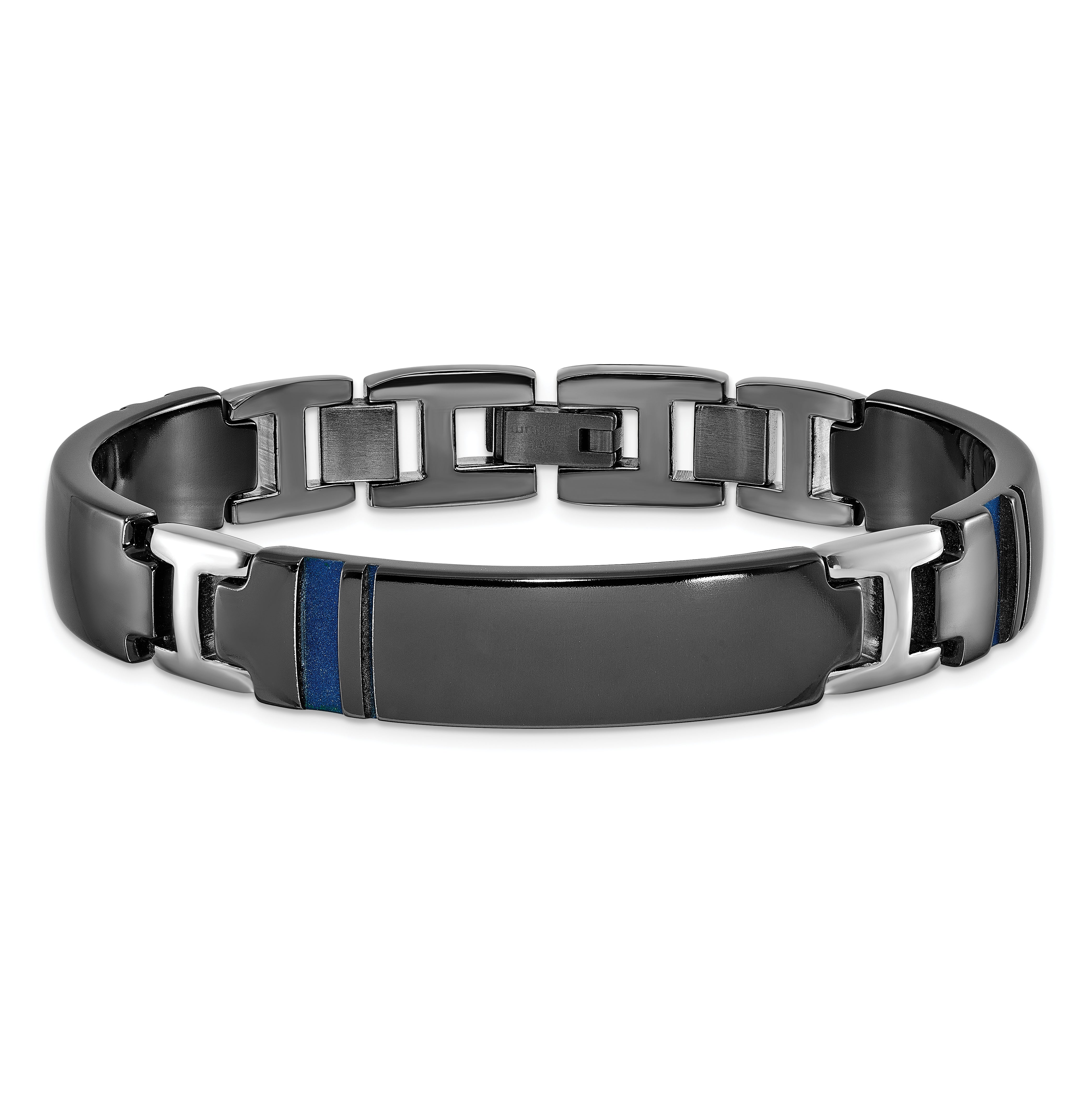 Titanium Black Ti Polished Blue Annodized Bracelet