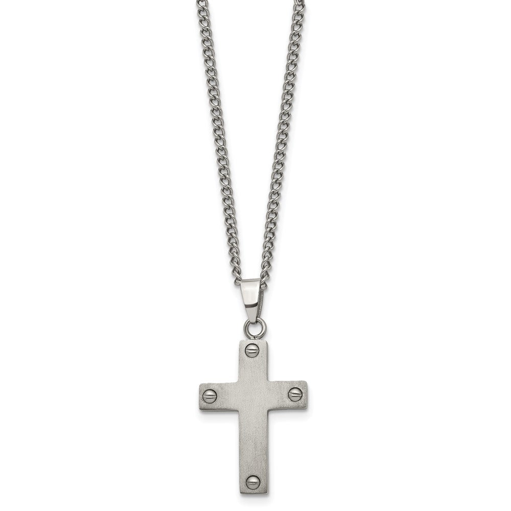 Chisel Titanium Brushed Cross 22 inch Necklace
