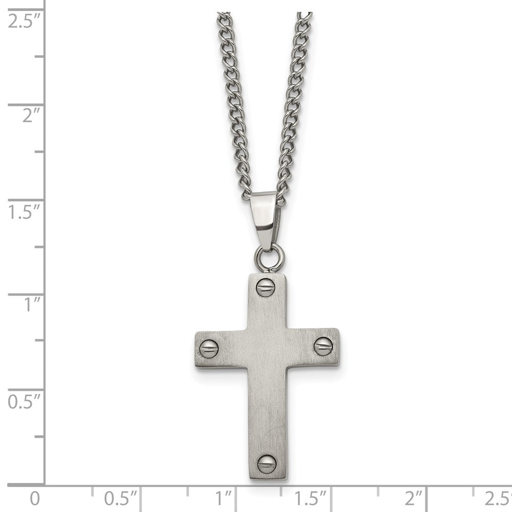 Chisel Titanium Brushed Cross 22 inch Necklace