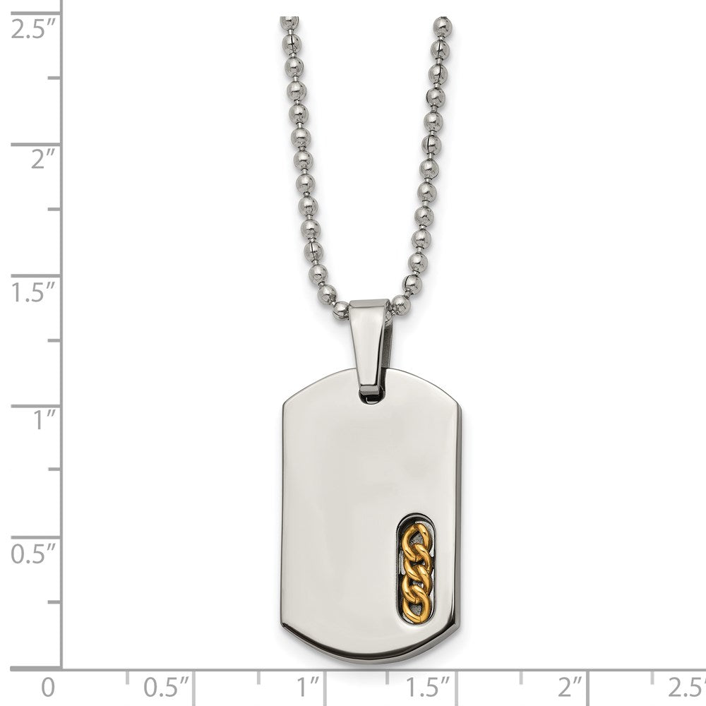 Chisel Titanium Polished Yellow IP-plated Dog Tag 22 inch Necklace