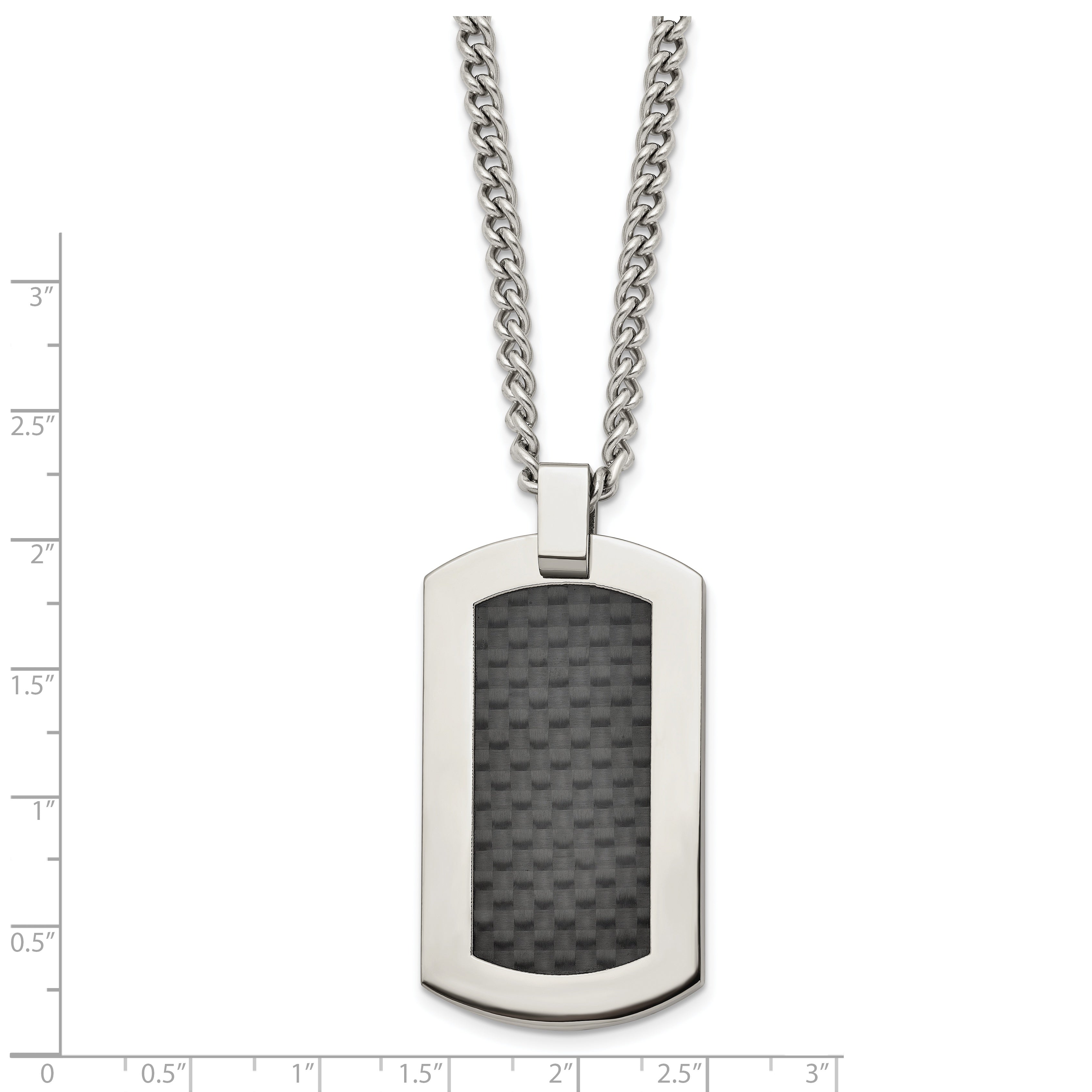 Chisel Titanium Polished with Black Carbon Fiber Inlay 24 inch Necklace