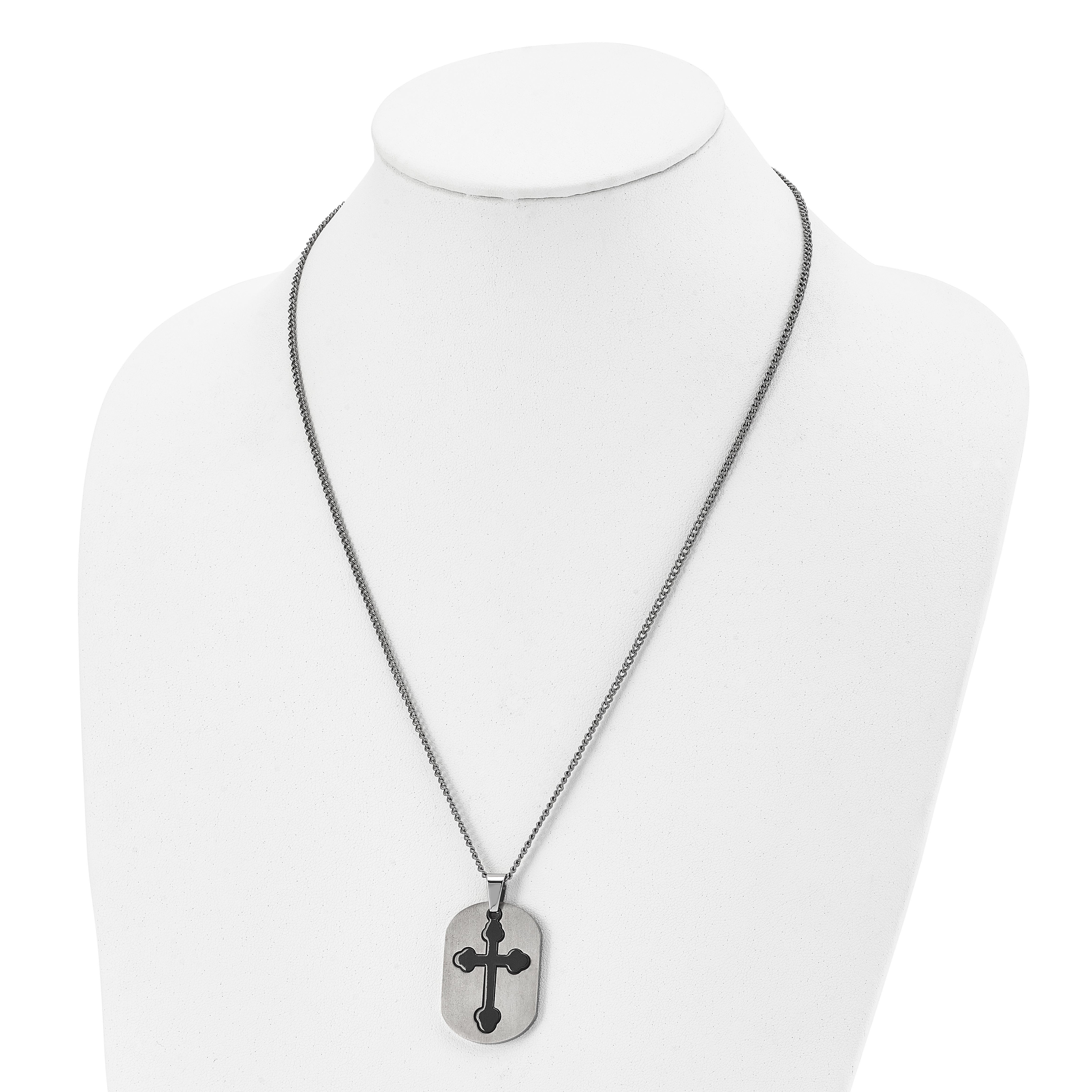 Chisel Titanium Brushed Black IP-plated Moveable Cross 22 inch Necklace