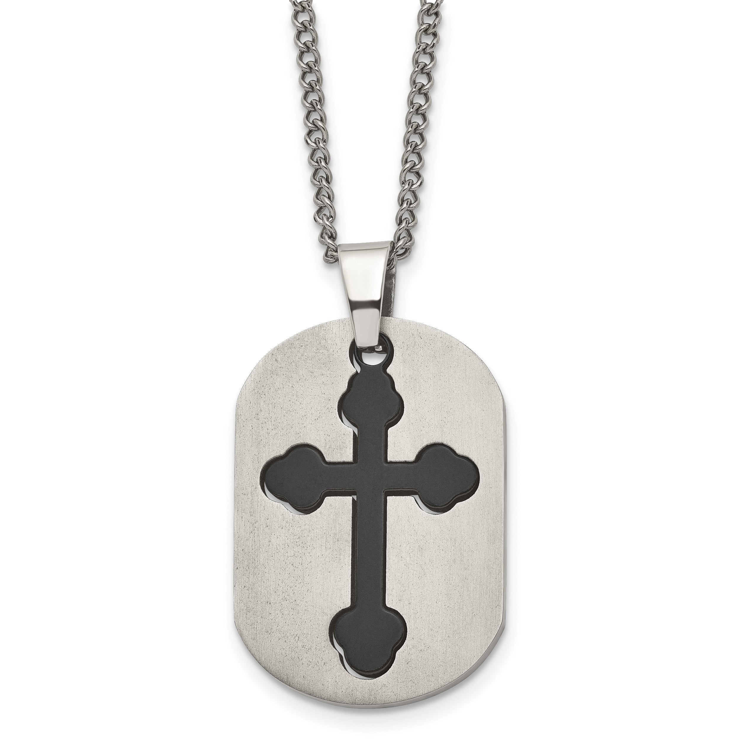 Chisel Titanium Brushed Black IP-plated Moveable Cross 22 inch Necklace