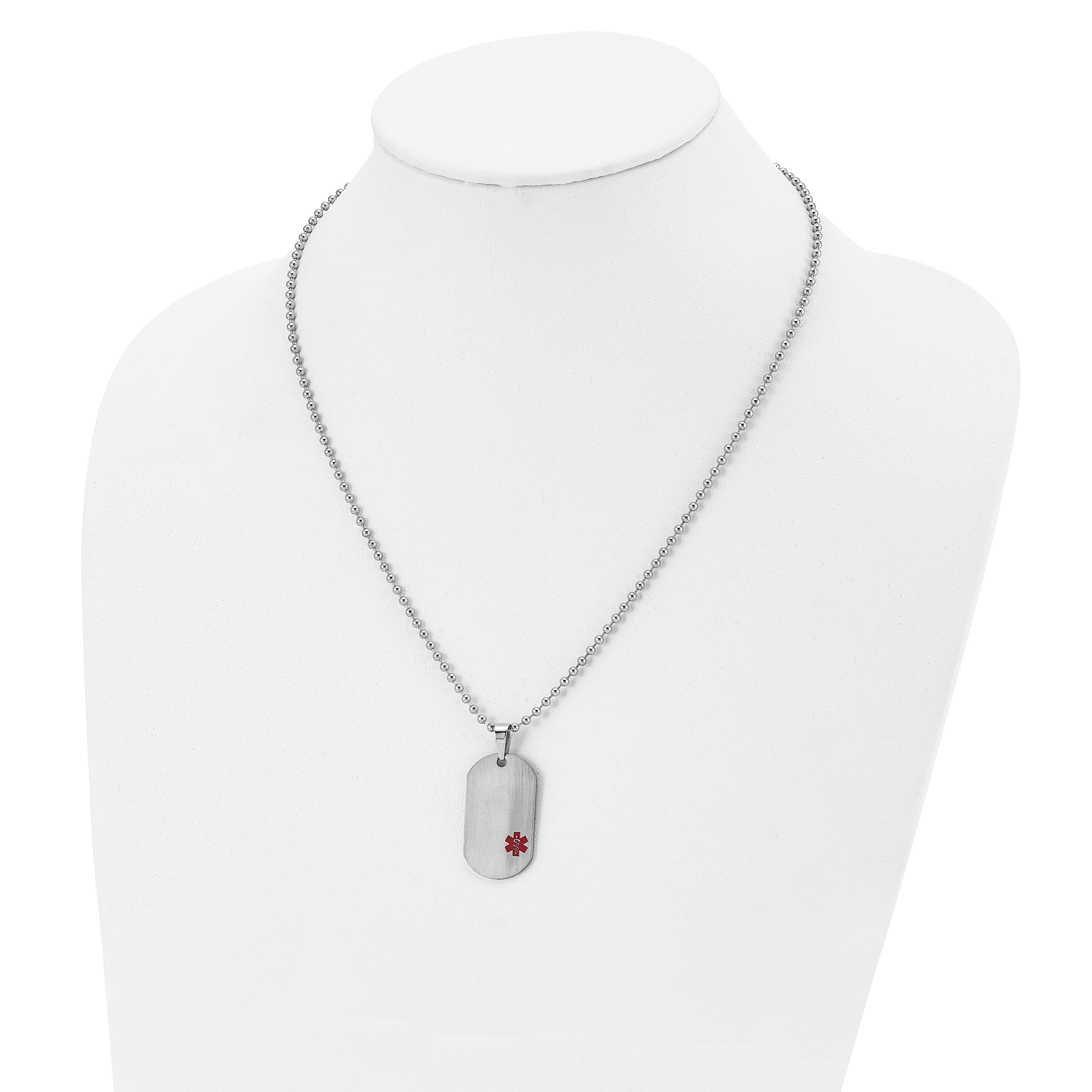 Chisel Titanium Brushed Red Enamel MedicalID Dog Tag 20 inch Necklace