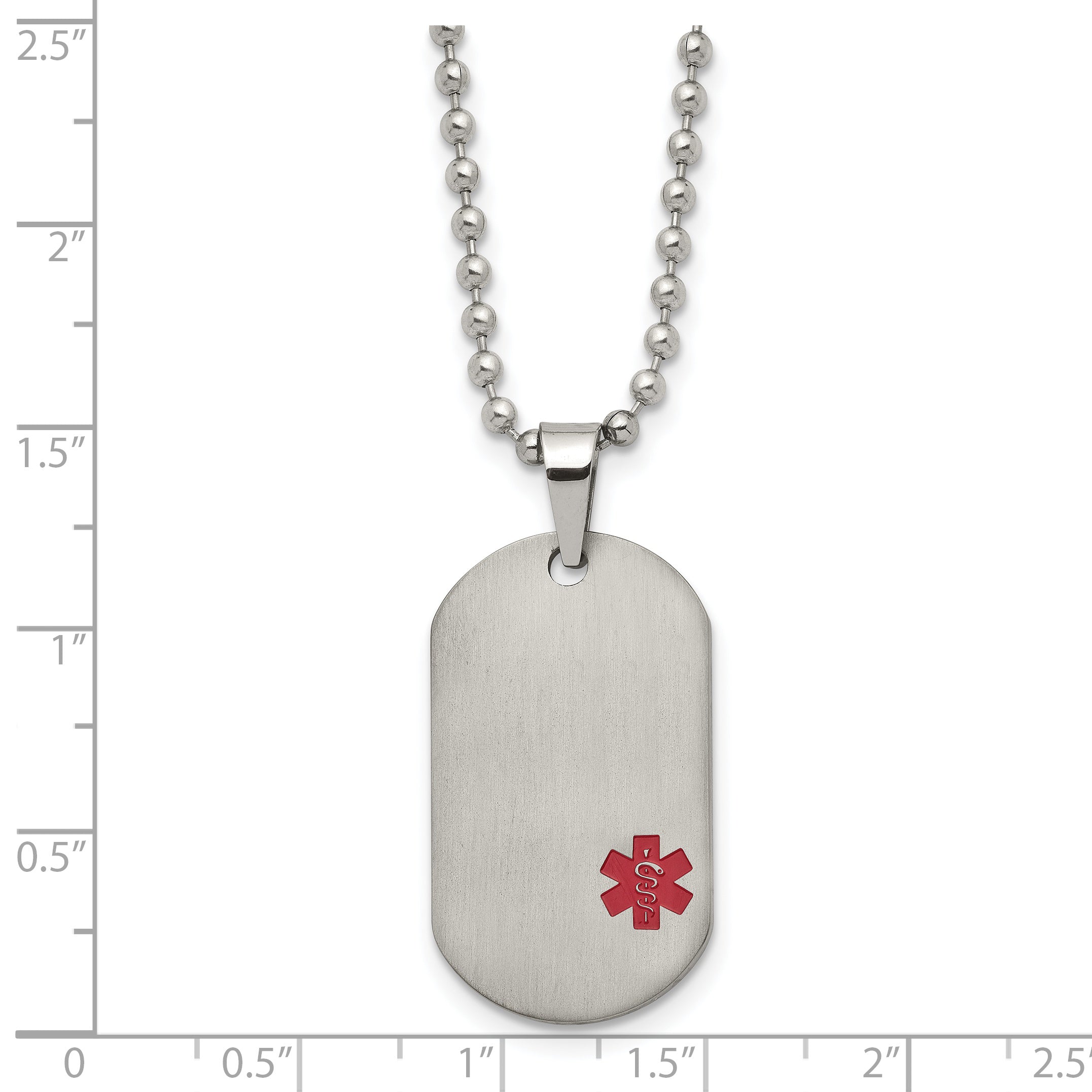 Chisel Titanium Brushed Red Enamel MedicalID Dog Tag 20 inch Necklace