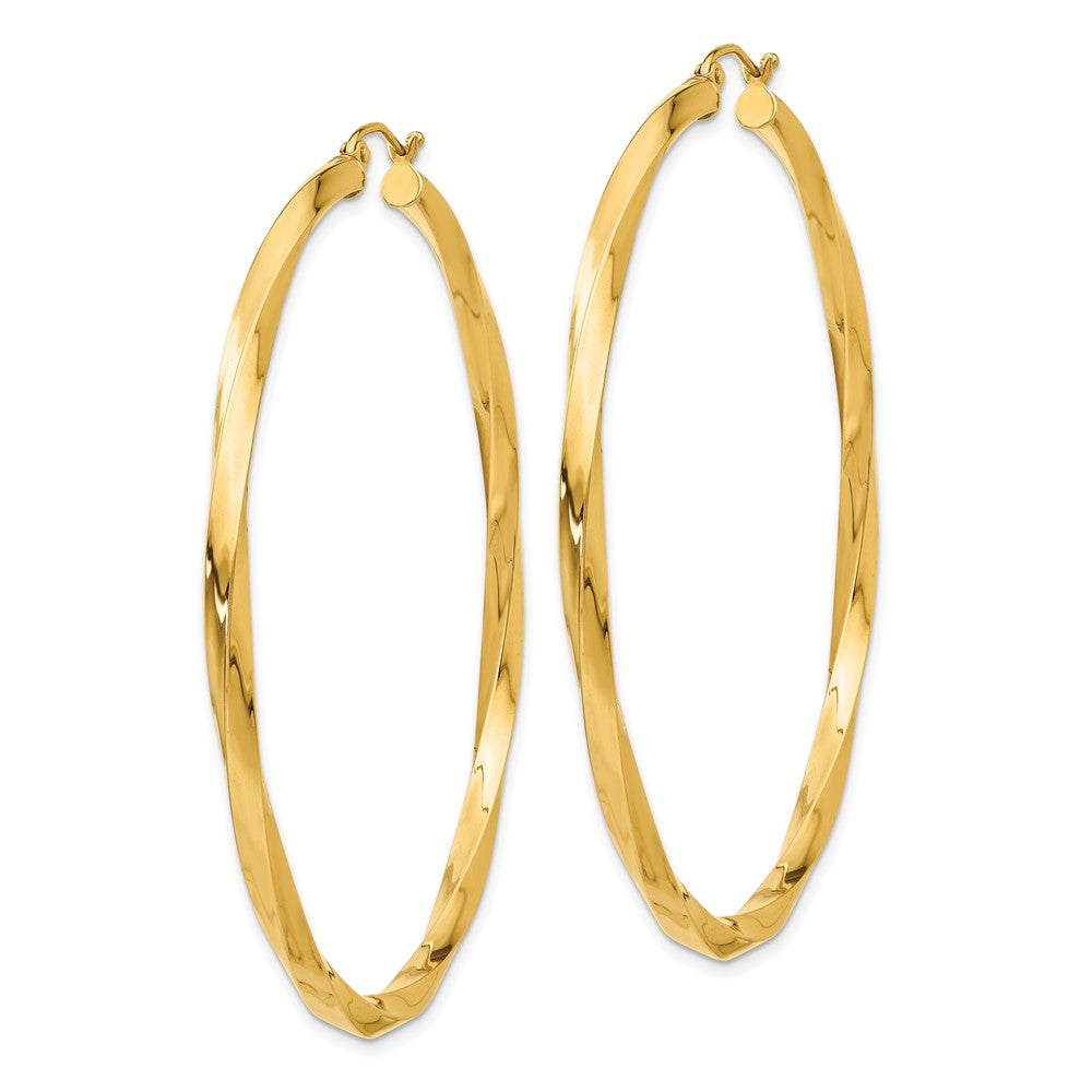 14k Polished 3mm Twisted Hoop Earrings