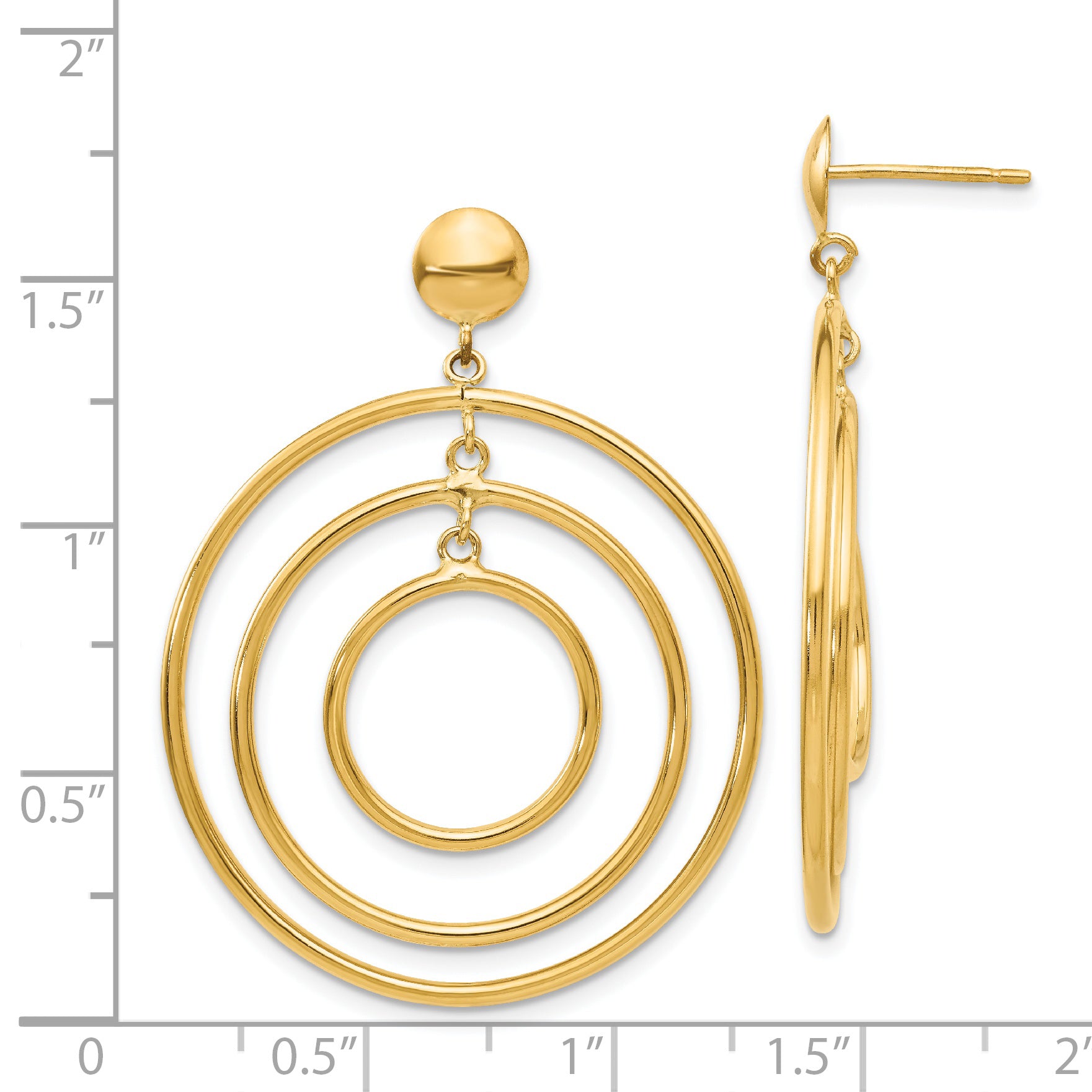 14k Fancy Circle Dangle Post Earrings