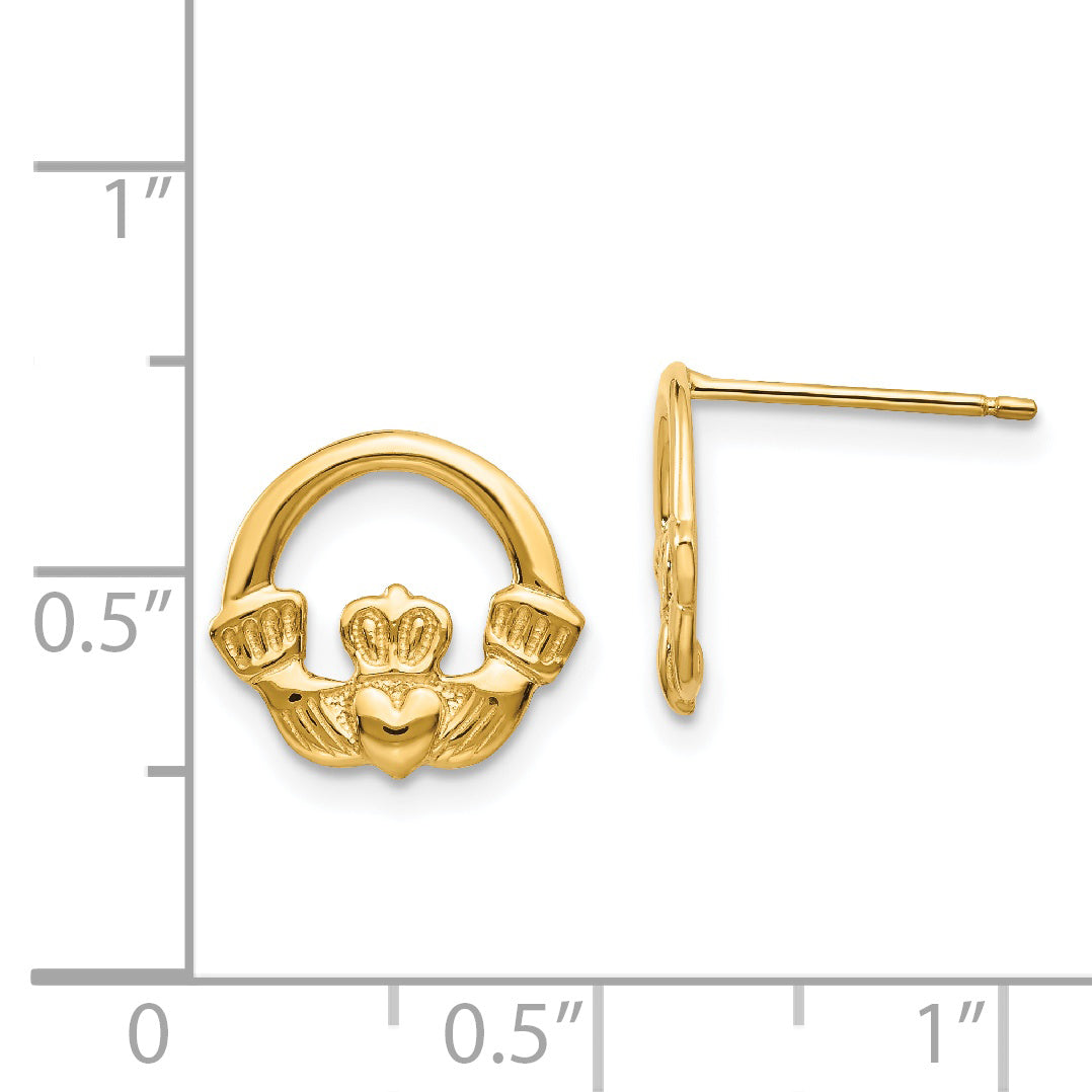 14k Claddagh Post Earrings