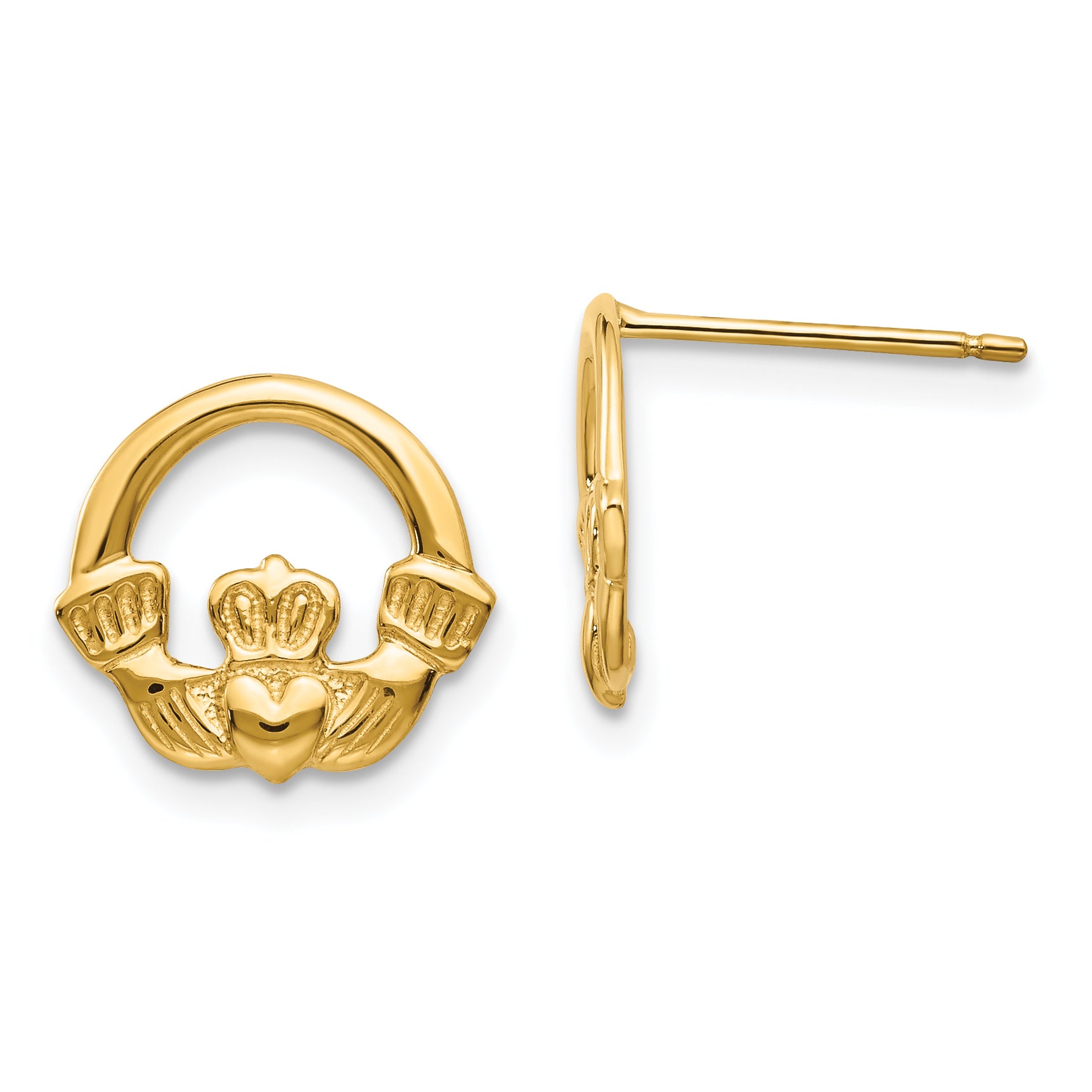 14k Claddagh Post Earrings