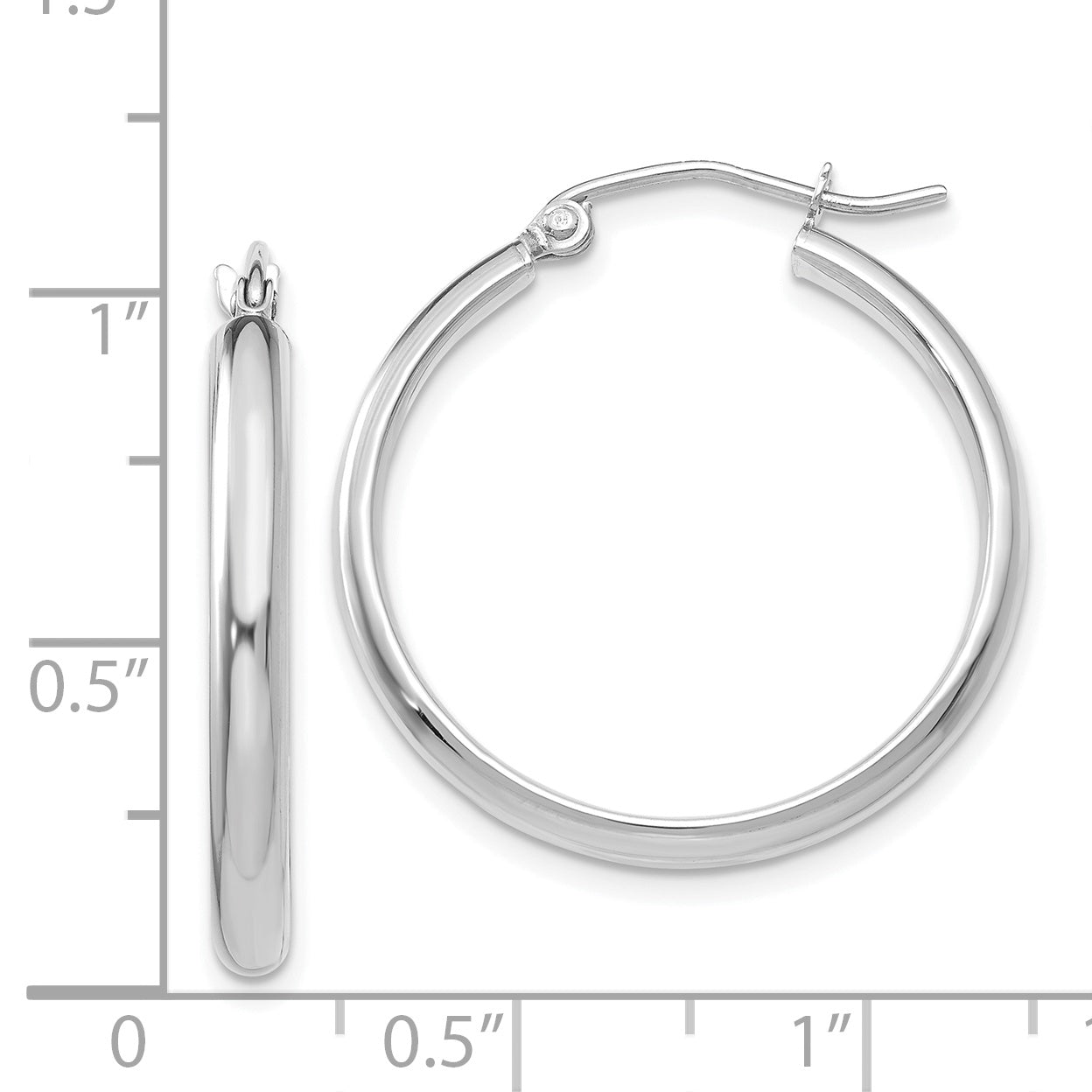 14k White Gold Polished Hoop Earring