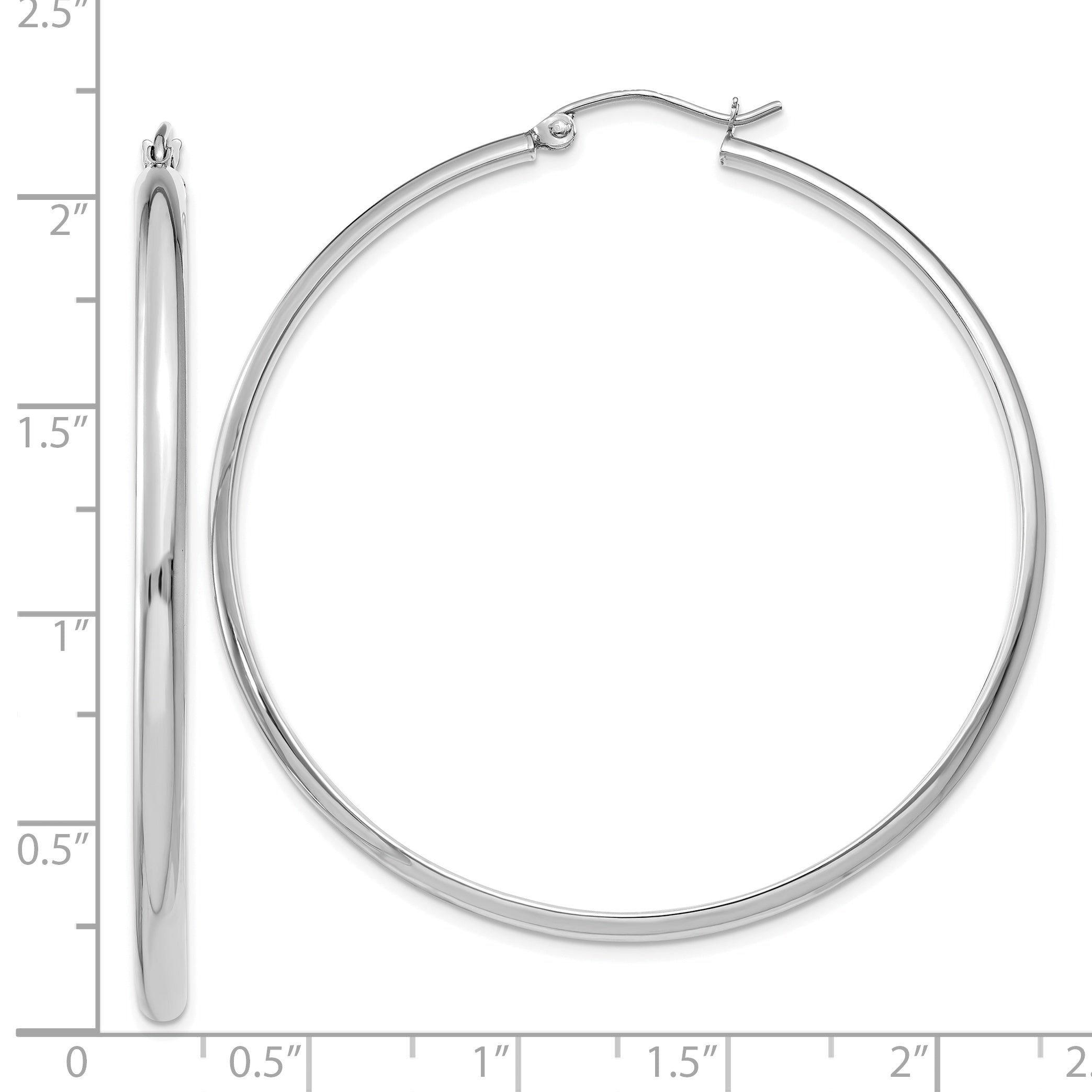 14k White Gold Polished Hoop Earring