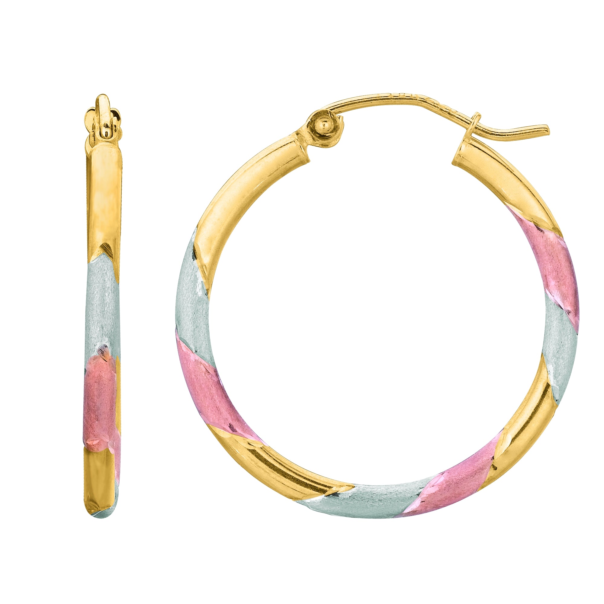 14K Tri-Color Gold Polished Hoop Earring