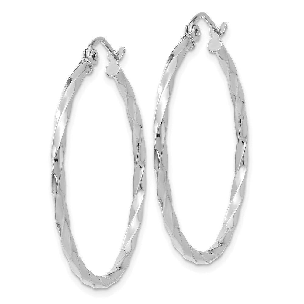 14k WG Twist Polished Hoop Earring