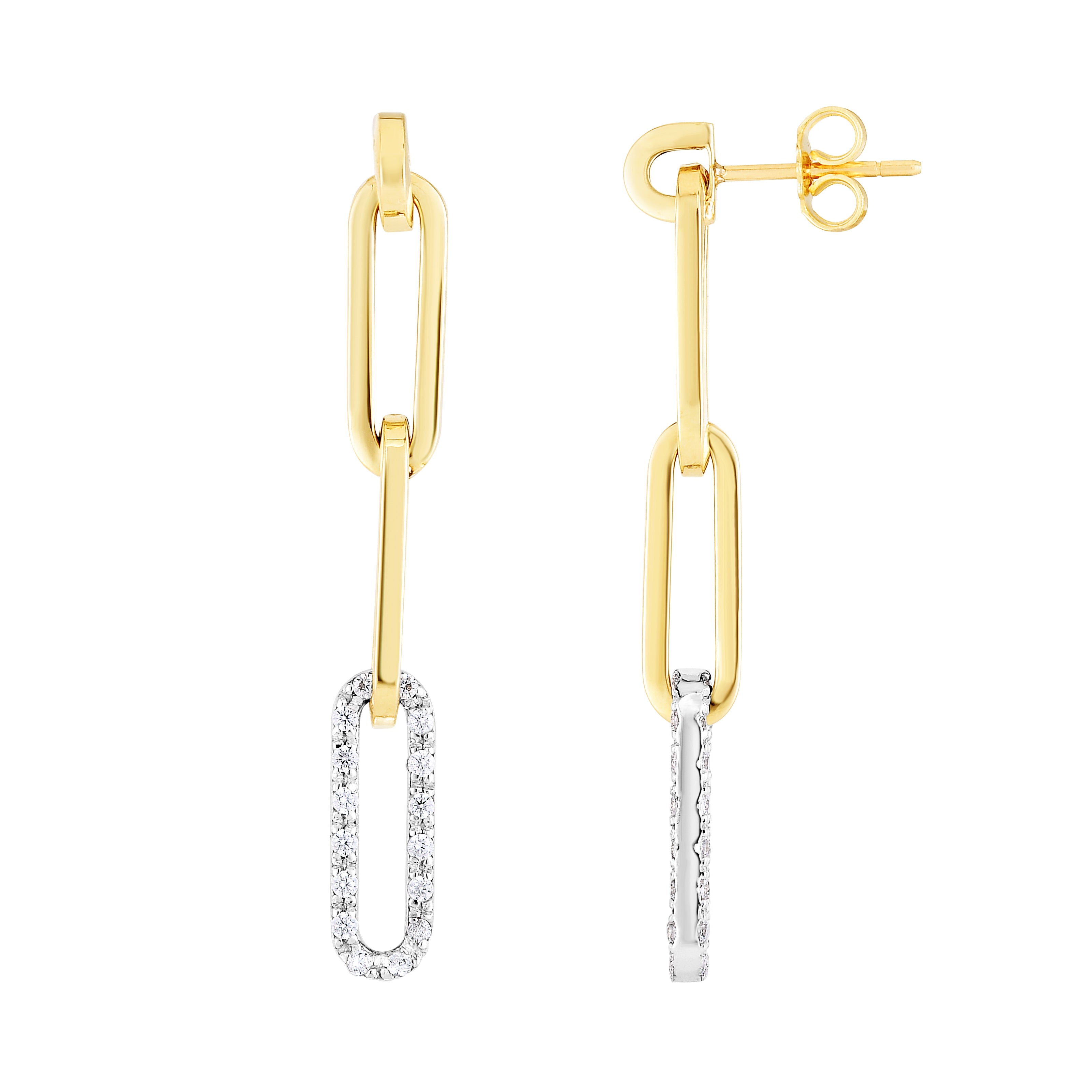 14K Yellow Gold .29ct Diamond Paperclip Drop Earrings