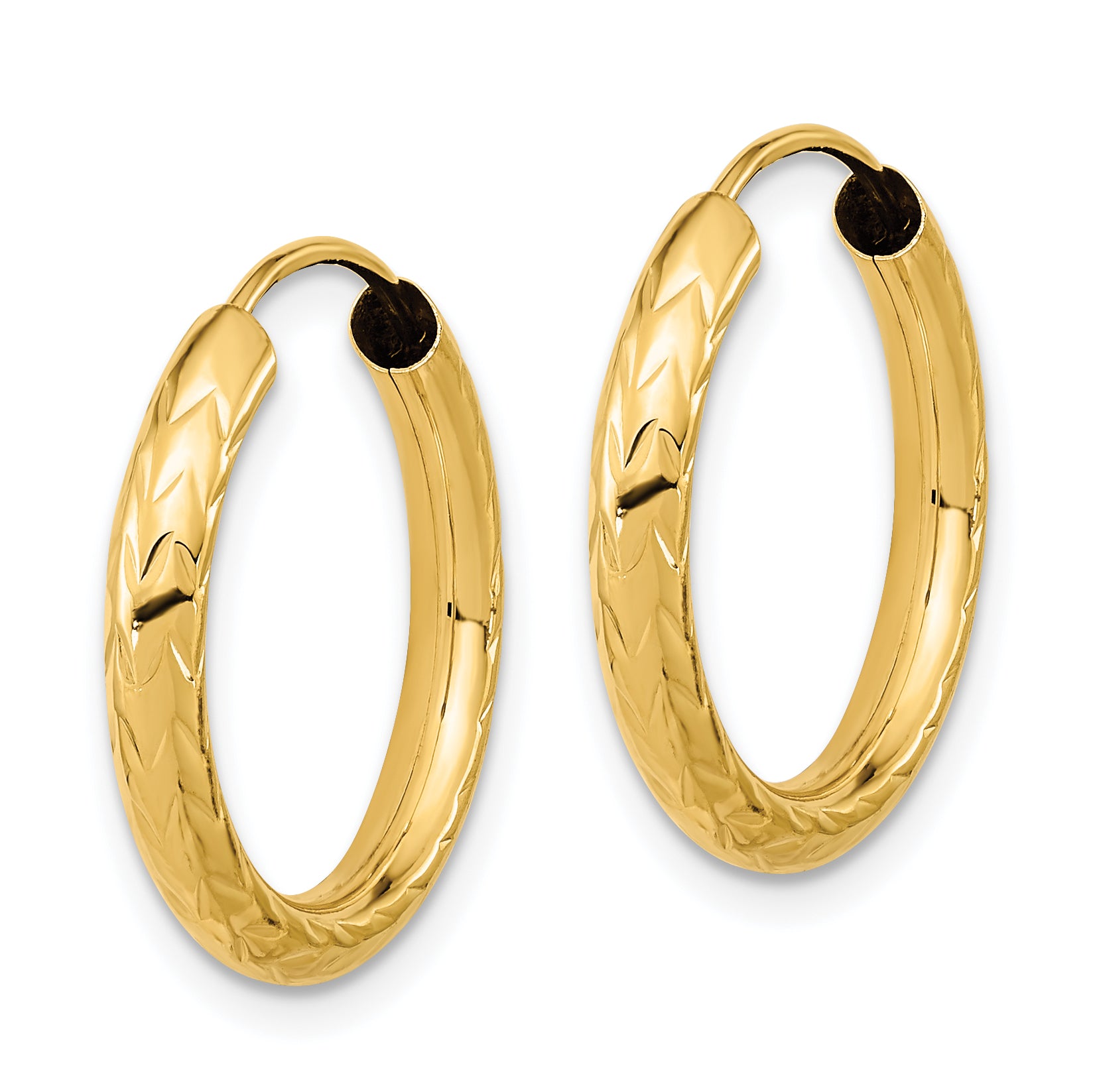 14K Polished & D/C Endless Hoop Earrings