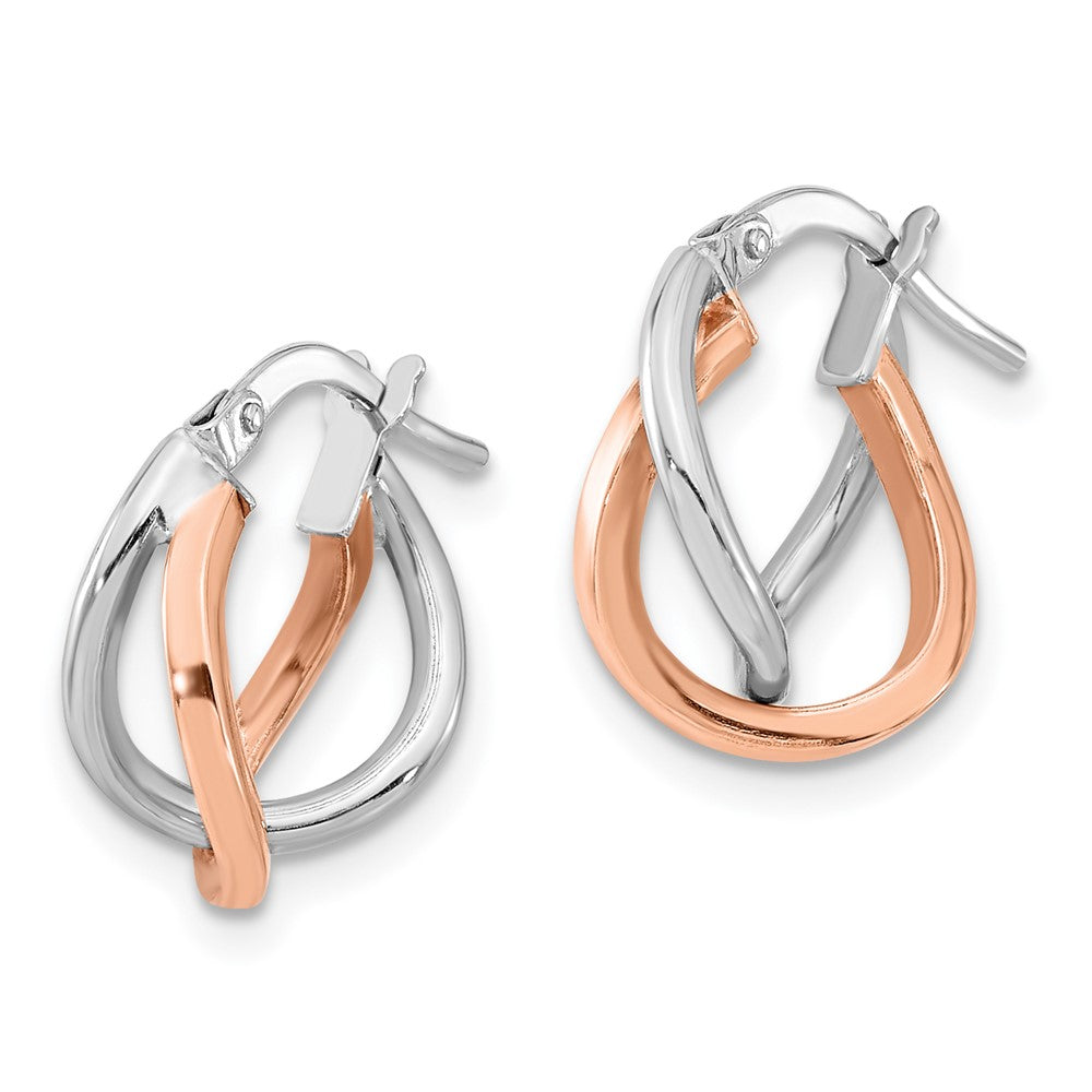 14k White and Rose Gold Fancy Hoops