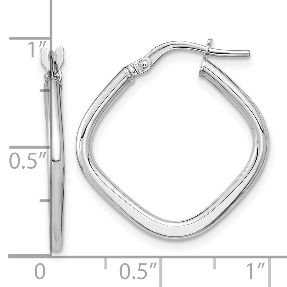 14k White Gold Polished Square Hoops