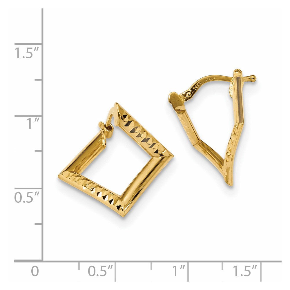 14k Gold Polished Twisted Square Earrings