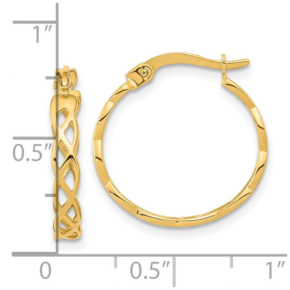 14k Gold Polished Intertwined Filigree Hoop Earrings
