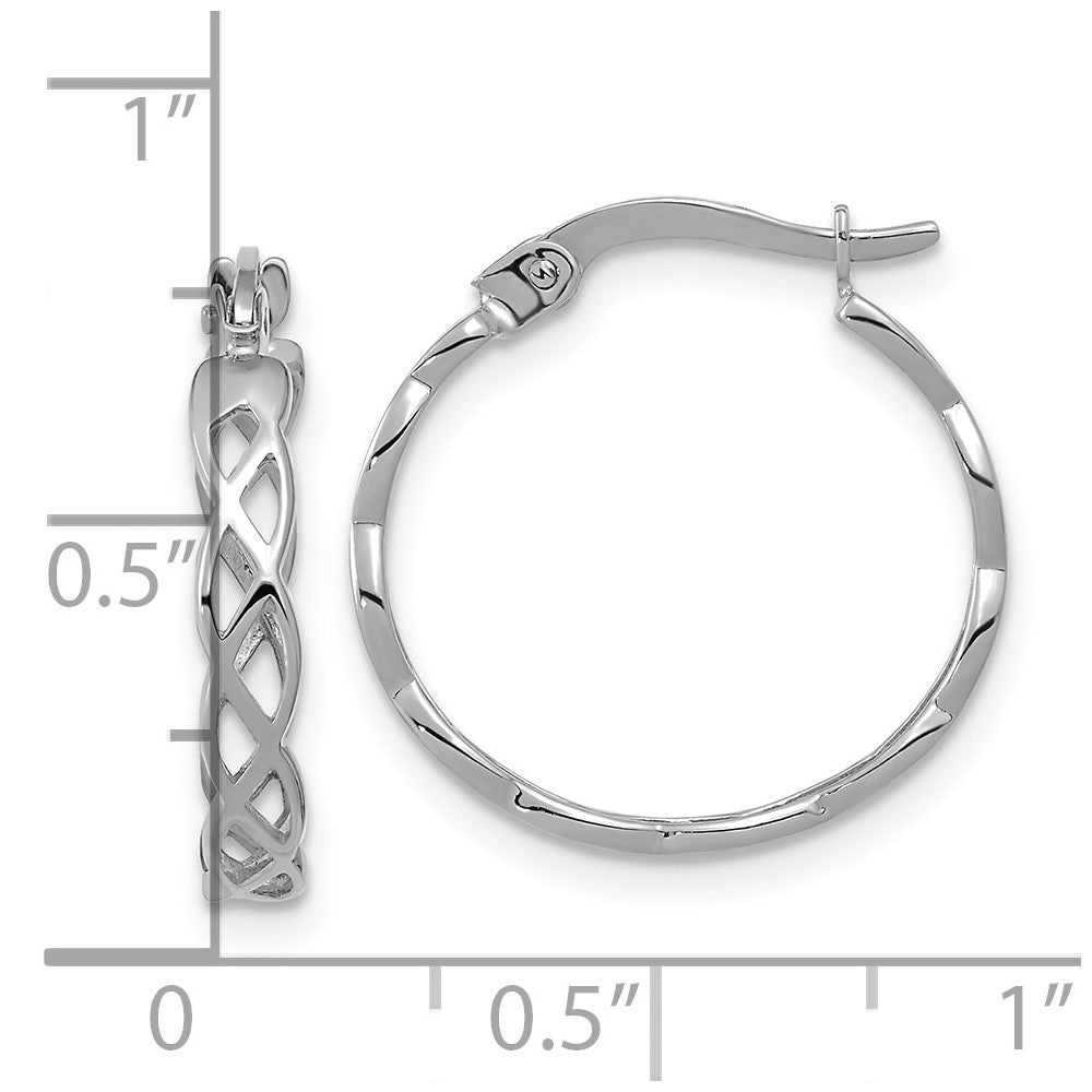 14k White Gold Polished Intertwined Filigree Hoop Earrings