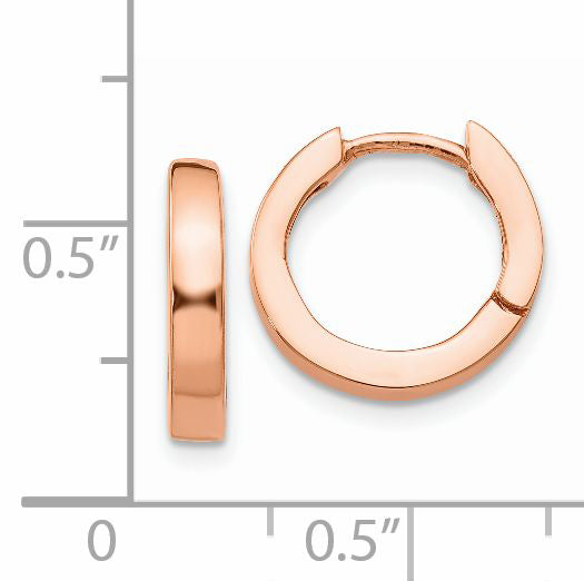 14k Rose Gold Round Hinged Hoop Earrings