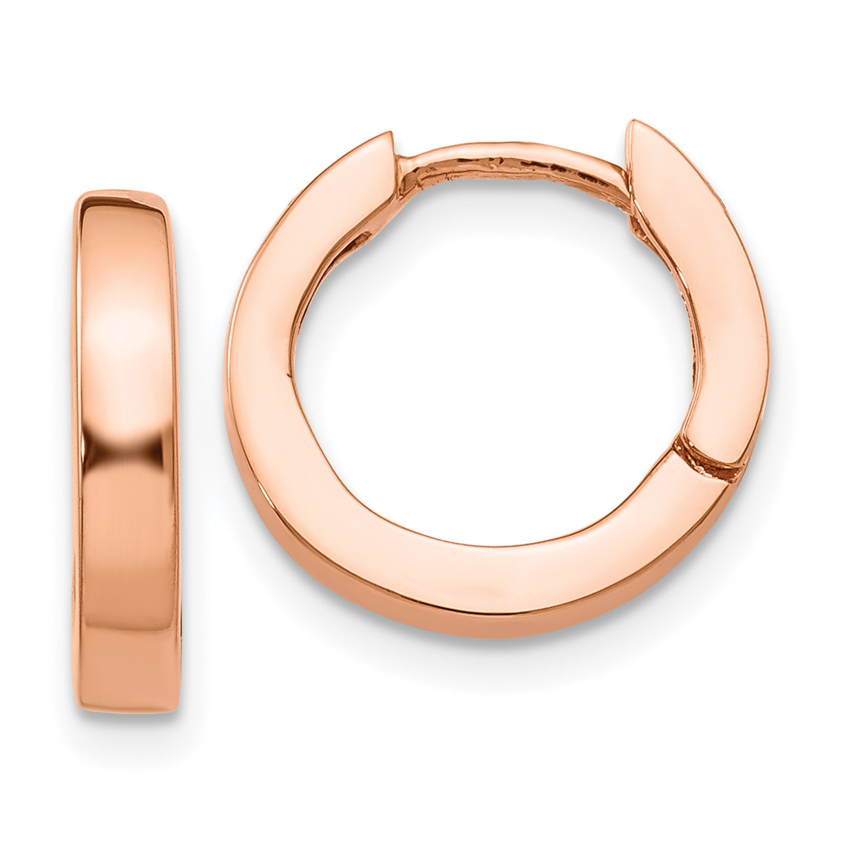 14k Rose Gold Round Hinged Hoop Earrings