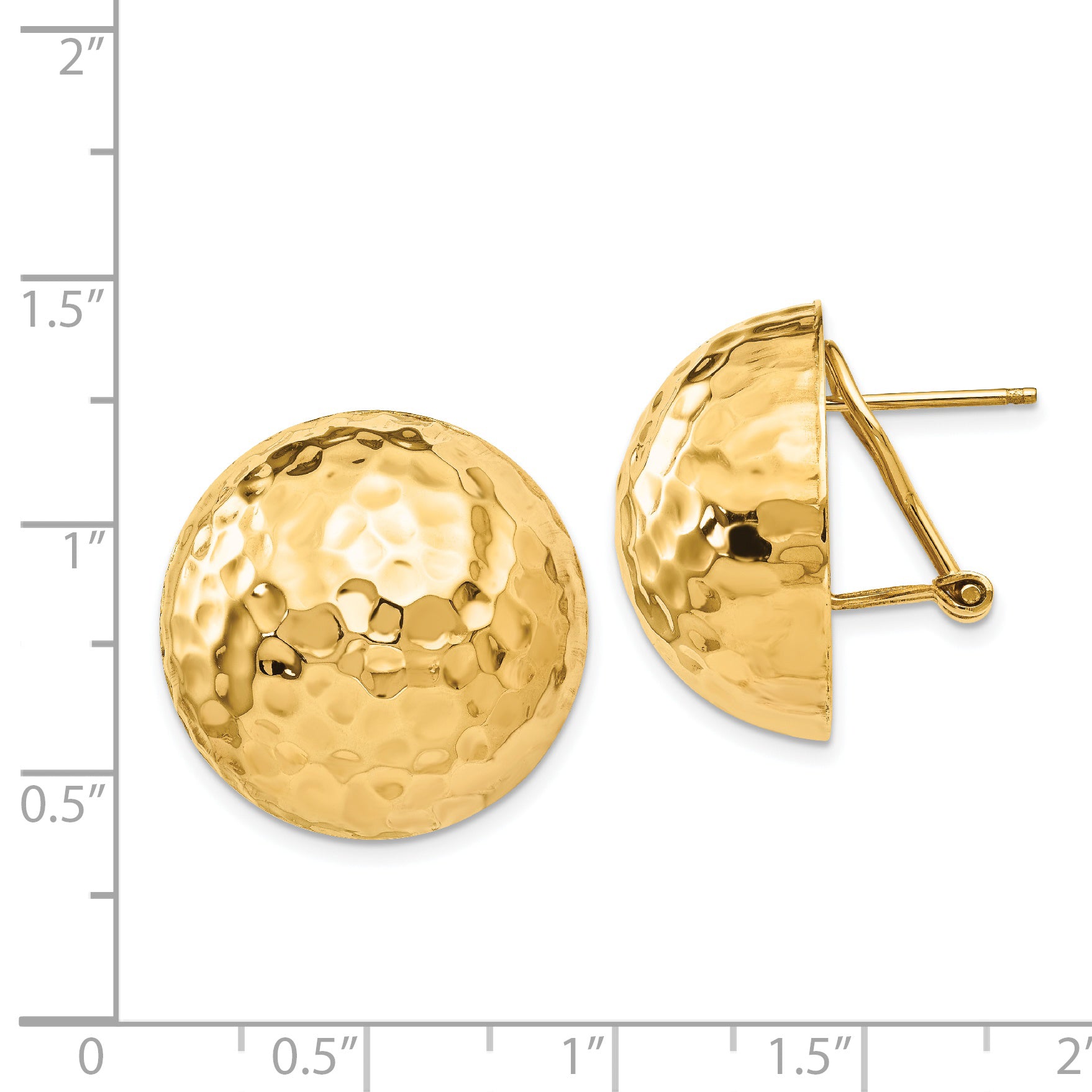 14k Hammered Omega Back Post Earrings